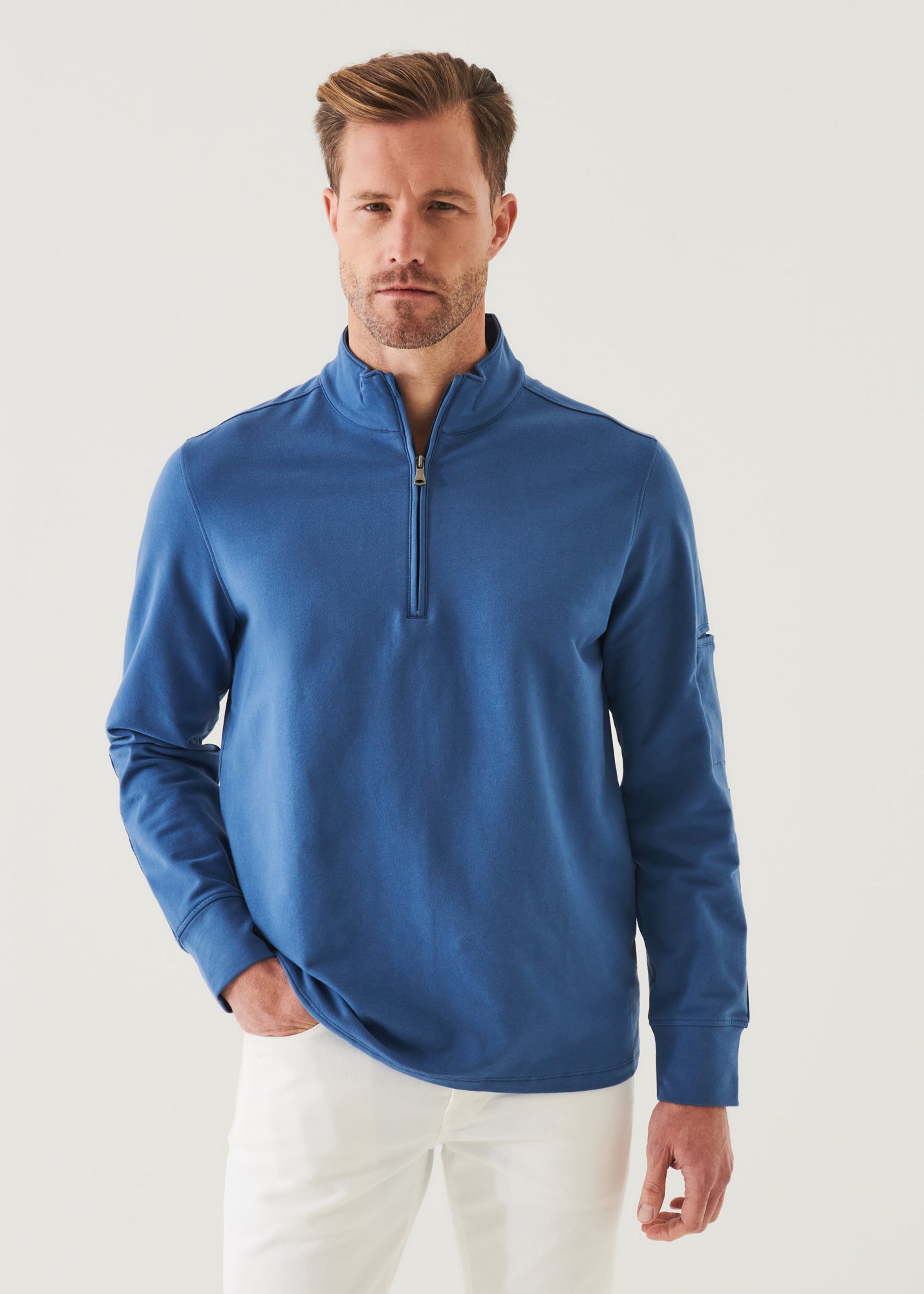 PIMA COTTON FRENCH TERRY QUARTER ZIP | PATRICK ASSARAF.