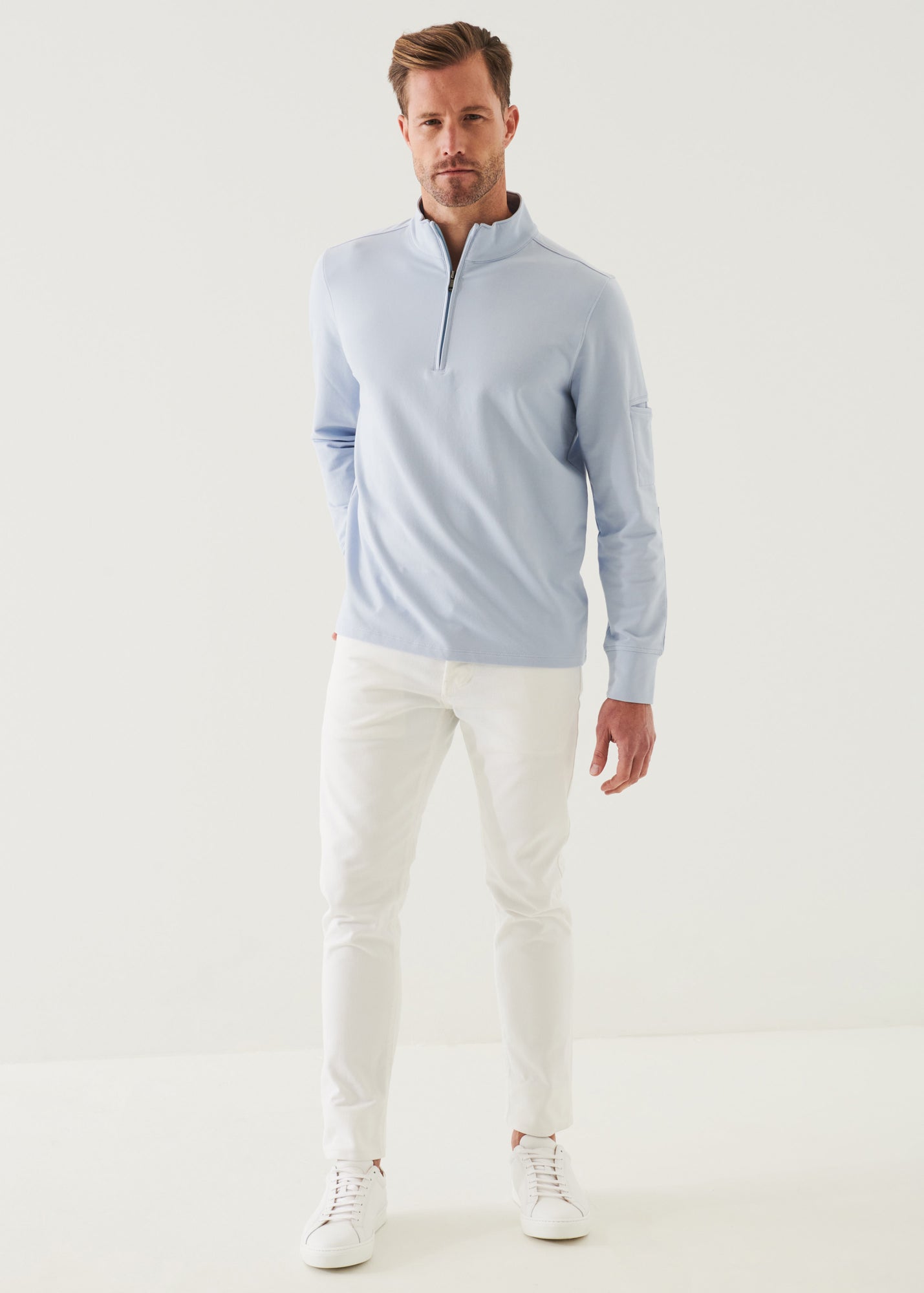 PIMA COTTON FRENCH TERRY QUARTER ZIP | PATRICK ASSARAF.