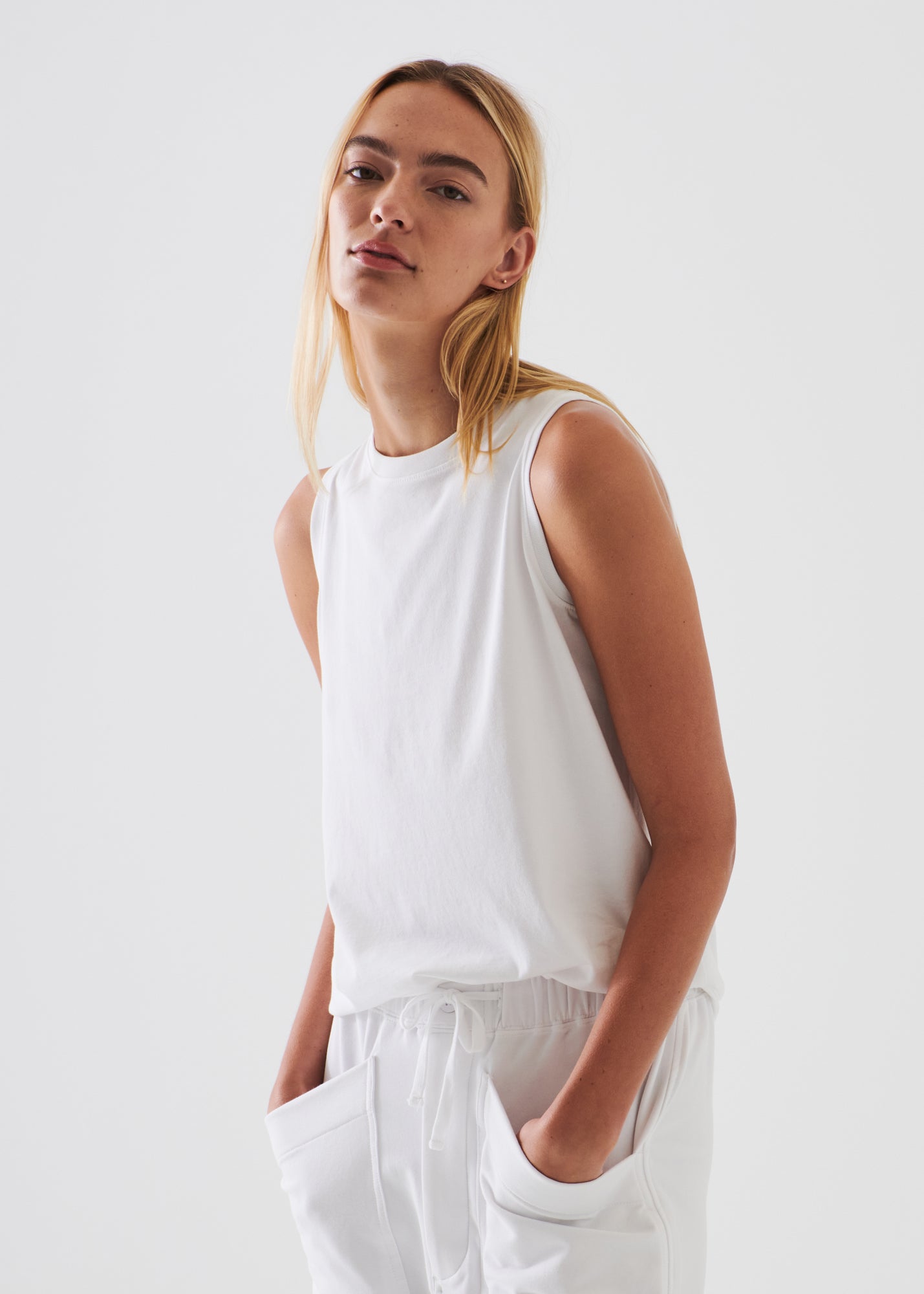 PIMA COTTON STRETCH BOYFRIEND TANK | PATRICK ASSARAF.
