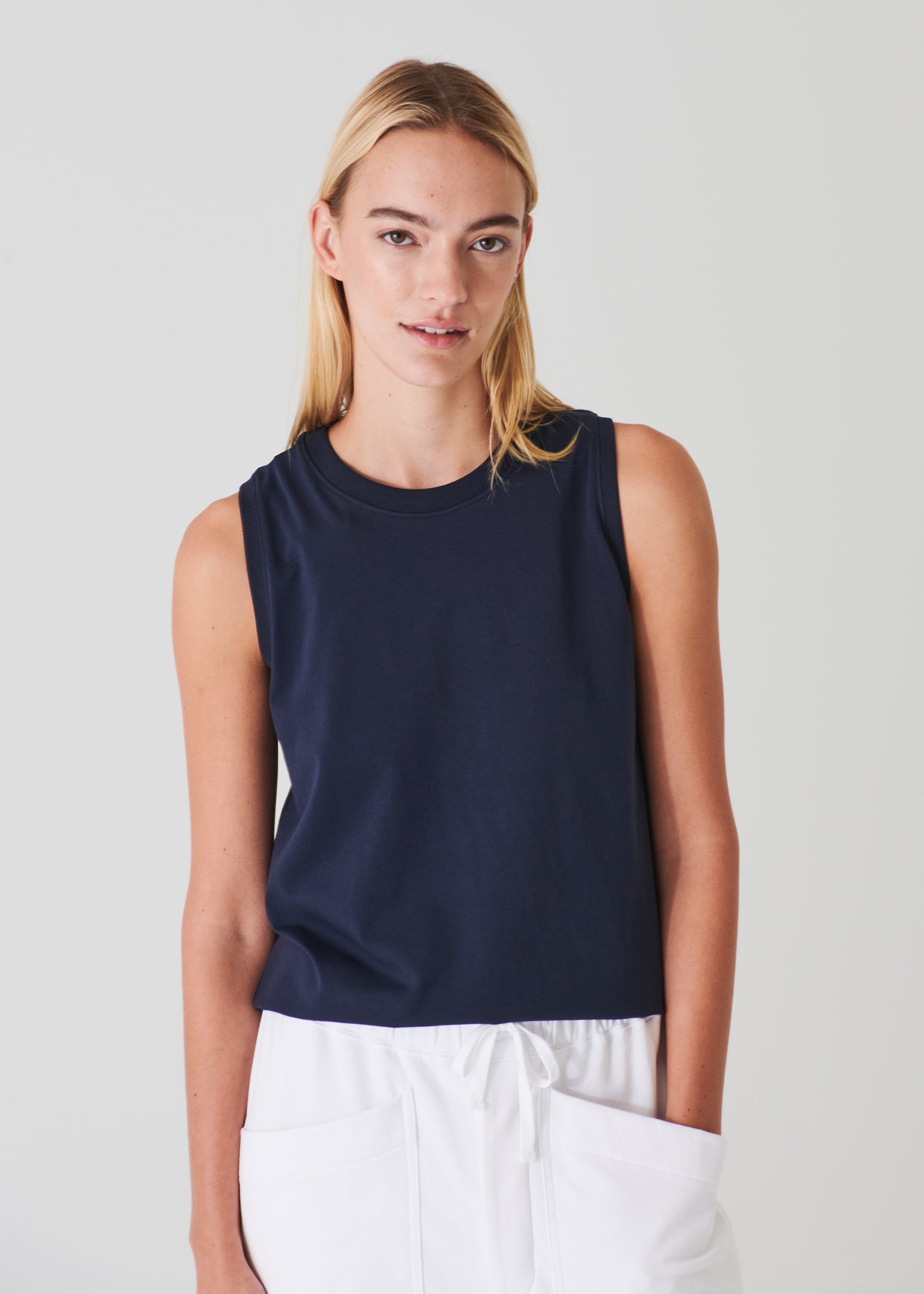 PIMA COTTON STRETCH BOYFRIEND TANK | PATRICK ASSARAF.
