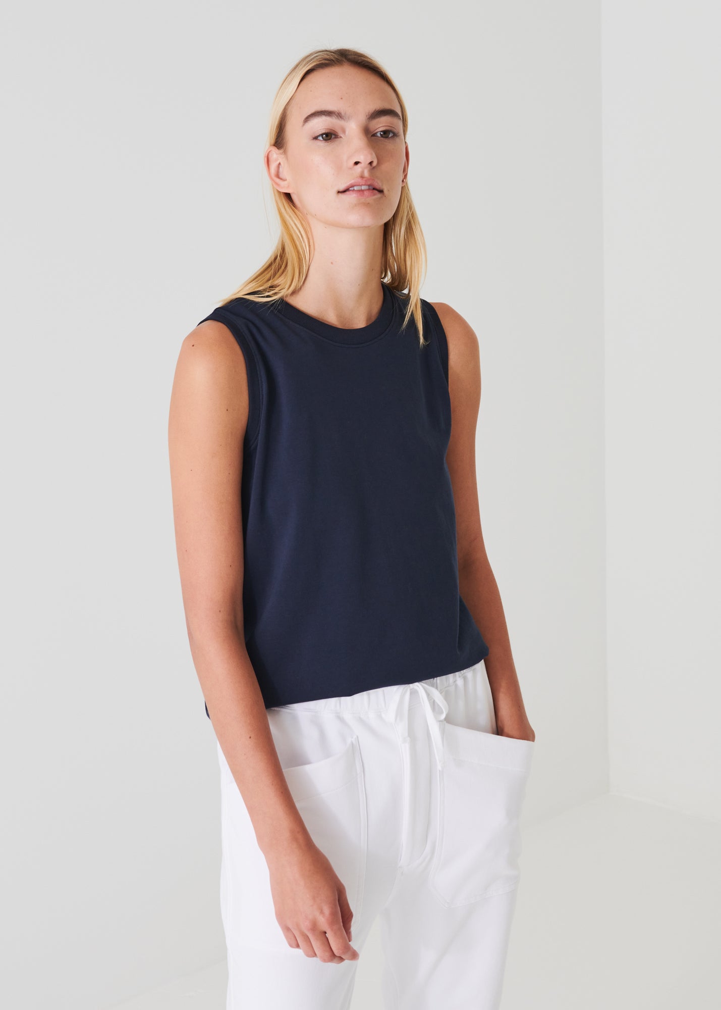 PIMA COTTON STRETCH BOYFRIEND TANK | PATRICK ASSARAF.