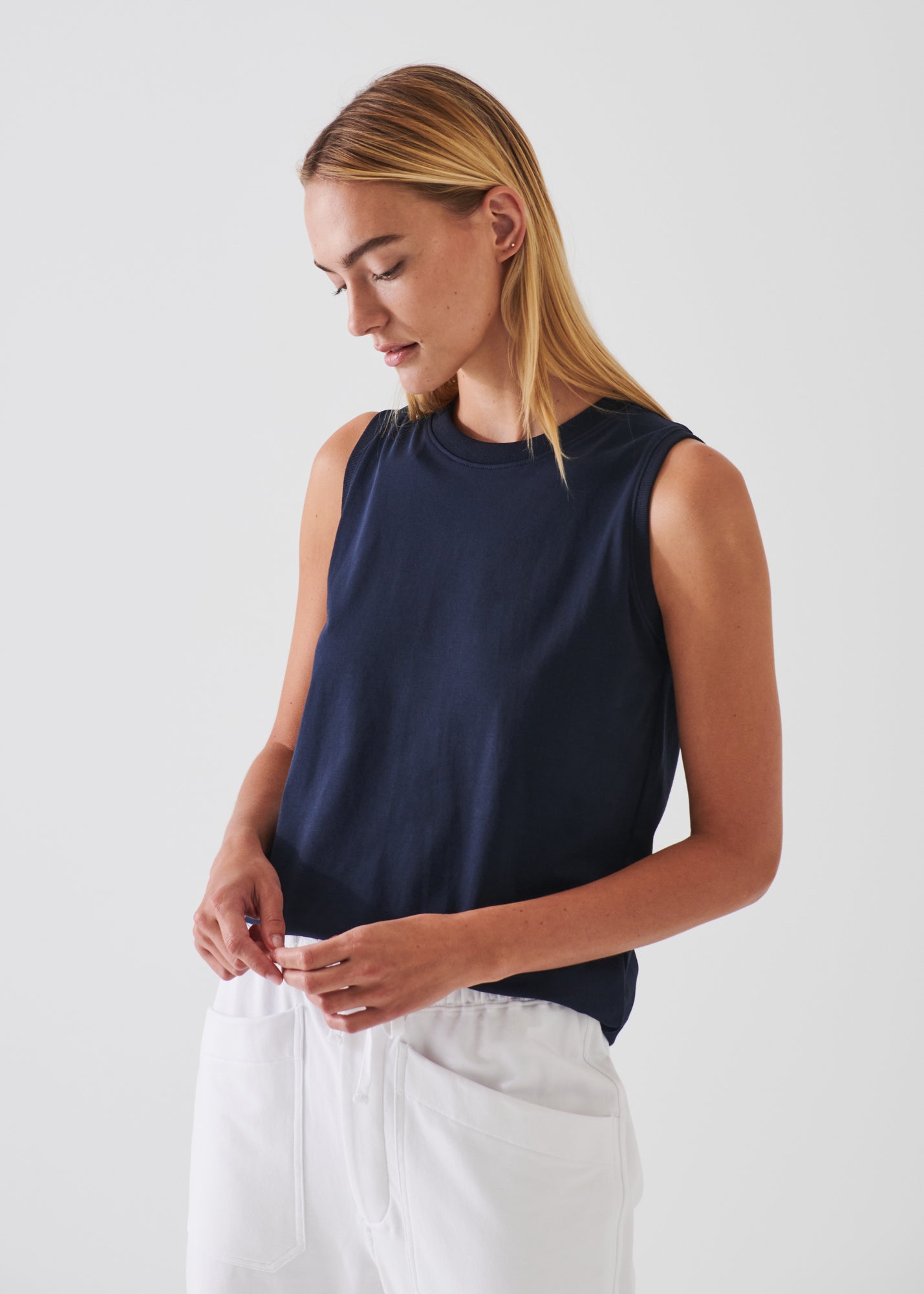 PIMA COTTON STRETCH BOYFRIEND TANK | PATRICK ASSARAF.