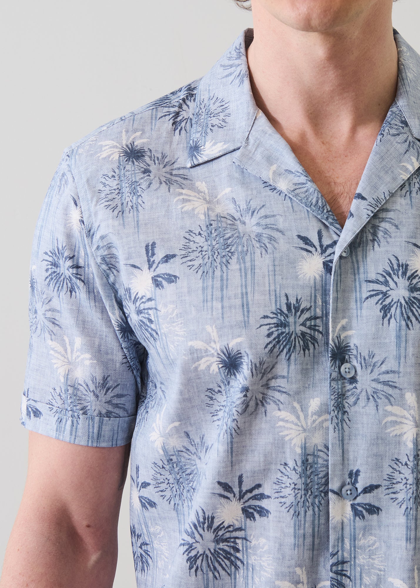 Palm Tree Print Cotton Camp Collar Shirt - PATRICK ASSARAF