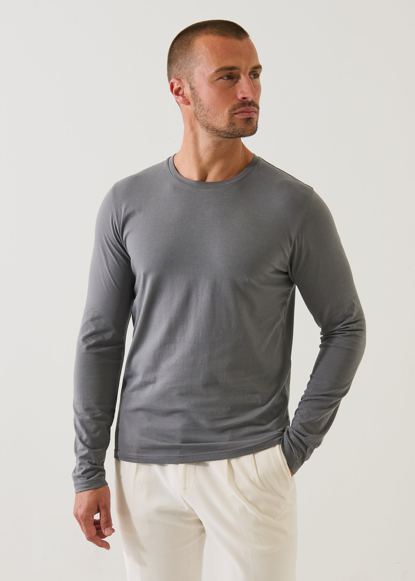 Pima Cotton Stretch Long Sleeve T-Shirt