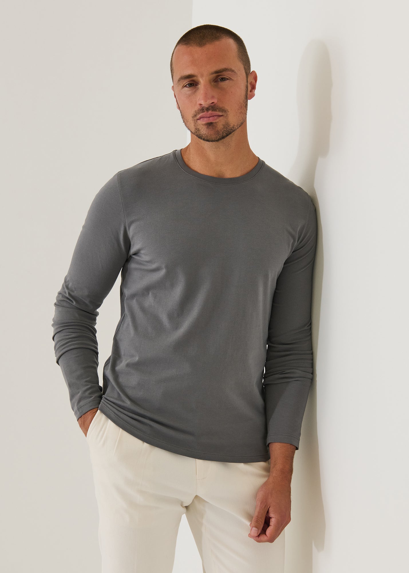 Pima Cotton Stretch Long Sleeve T-Shirt