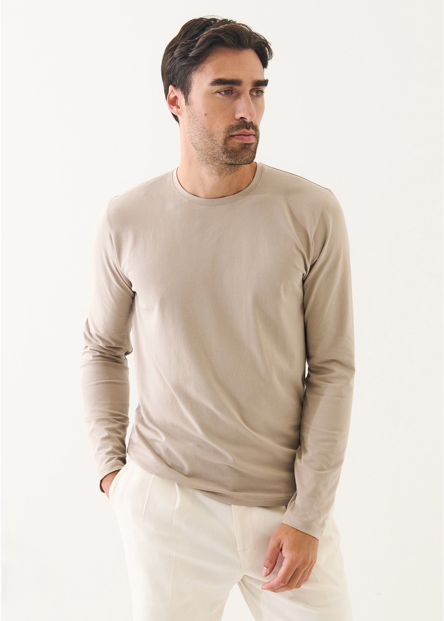Pima Cotton Stretch Long Sleeve T-Shirt