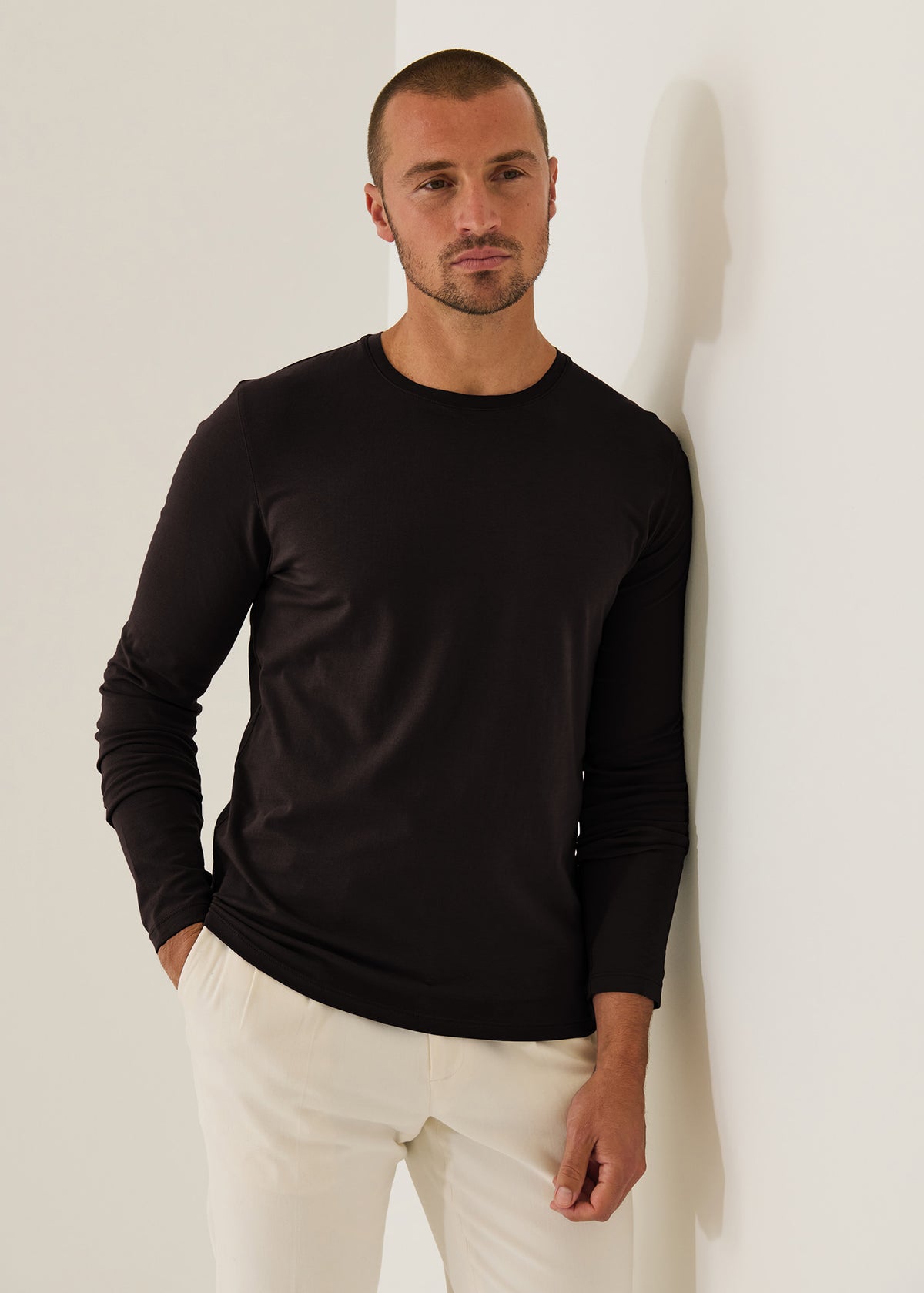 Pima Cotton Stretch Long Sleeve T-Shirt - PATRICK ASSARAF