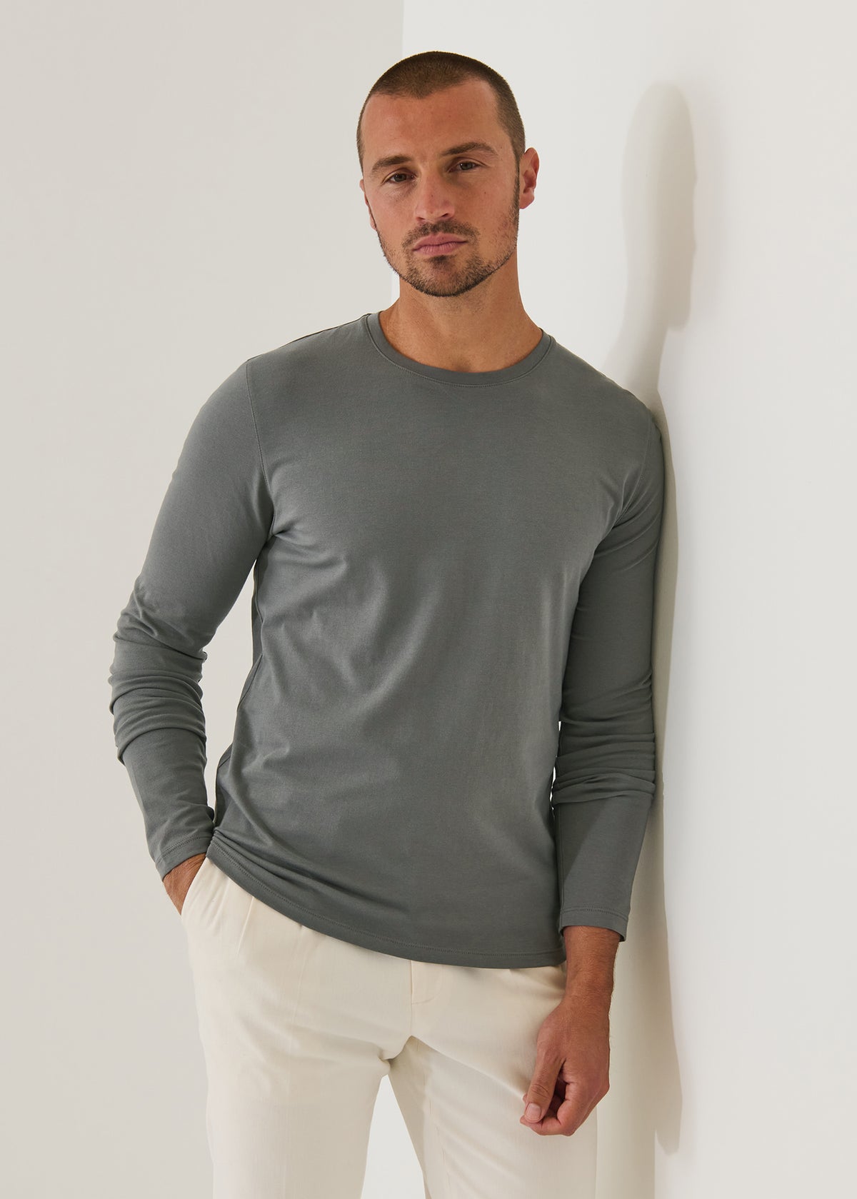 Pima Cotton Stretch Long Sleeve T-Shirt - PATRICK ASSARAF