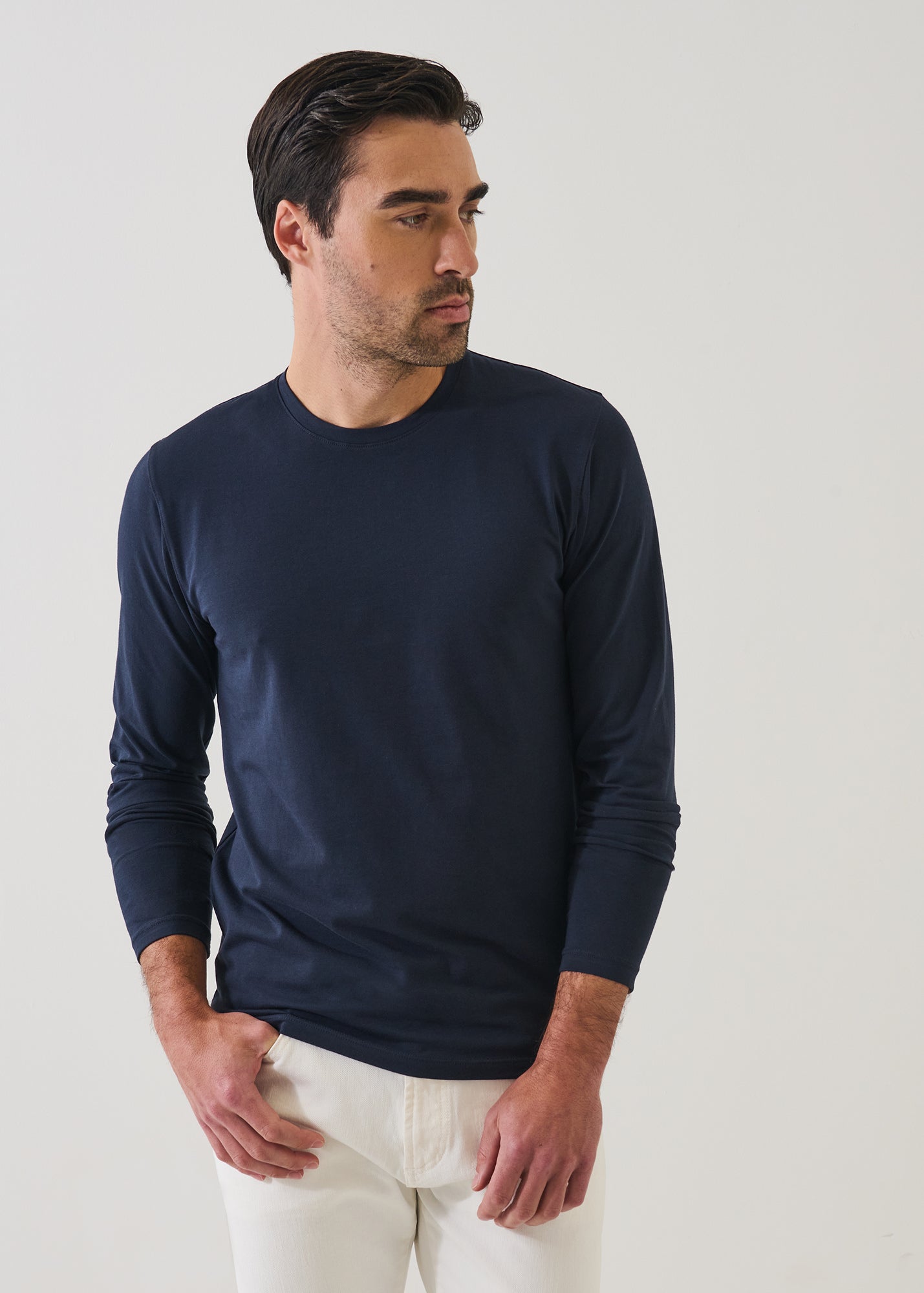 Pima Cotton Stretch Long Sleeve T-Shirt