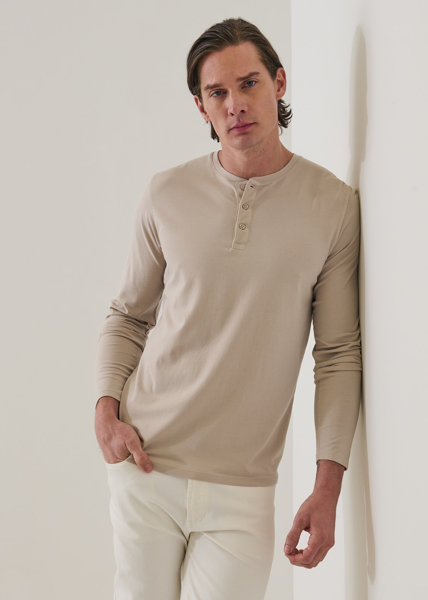 Pima Cotton Stretch Henley - PATRICK ASSARAF