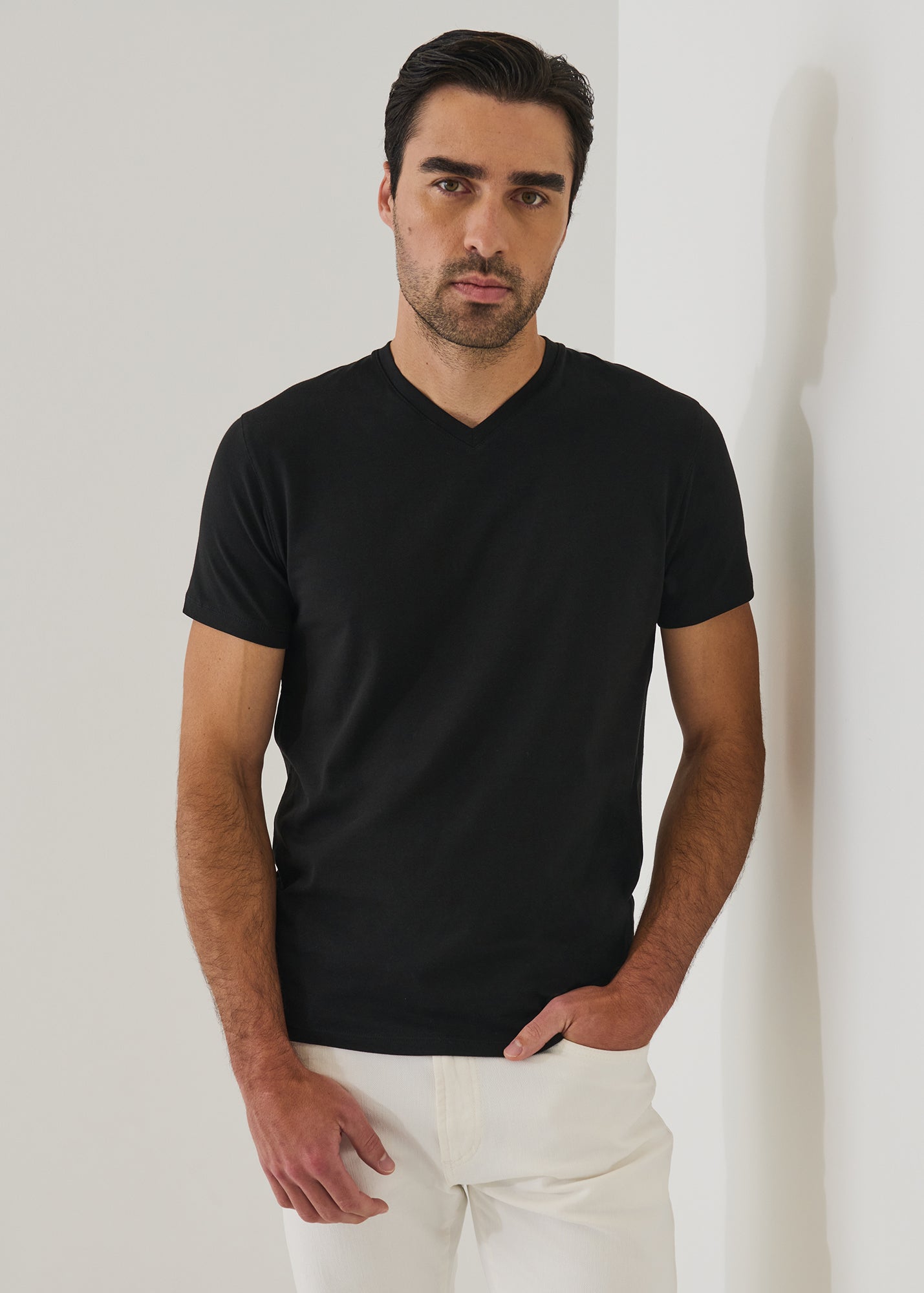 Pima Cotton Stretch V-Neck T-Shirt