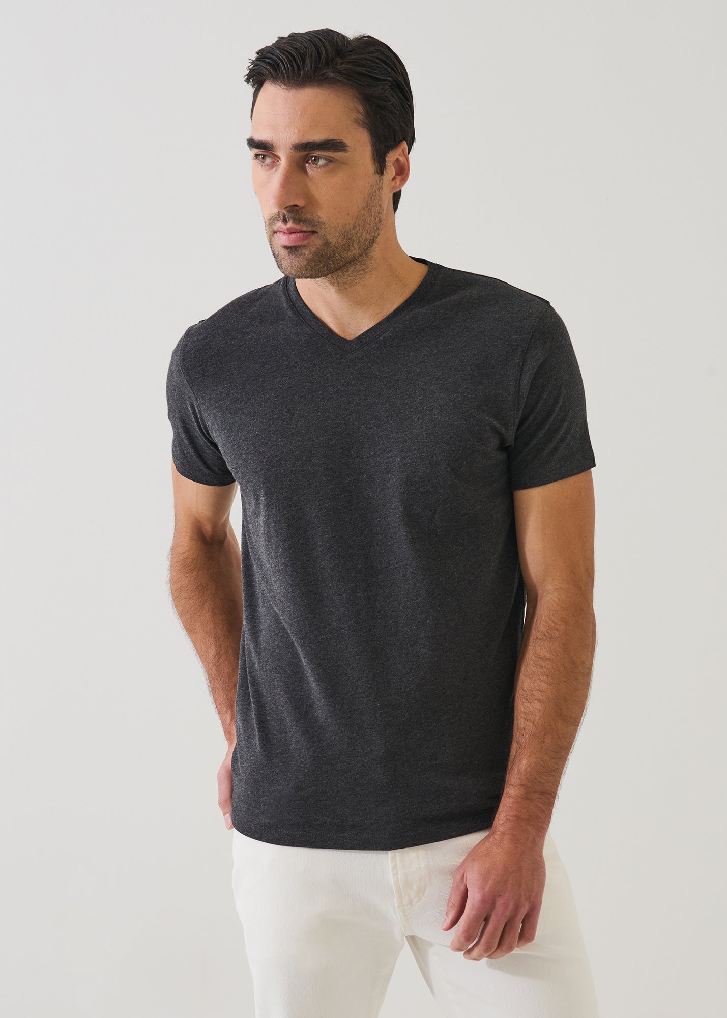 Pima Cotton Stretch V-Neck T-Shirt