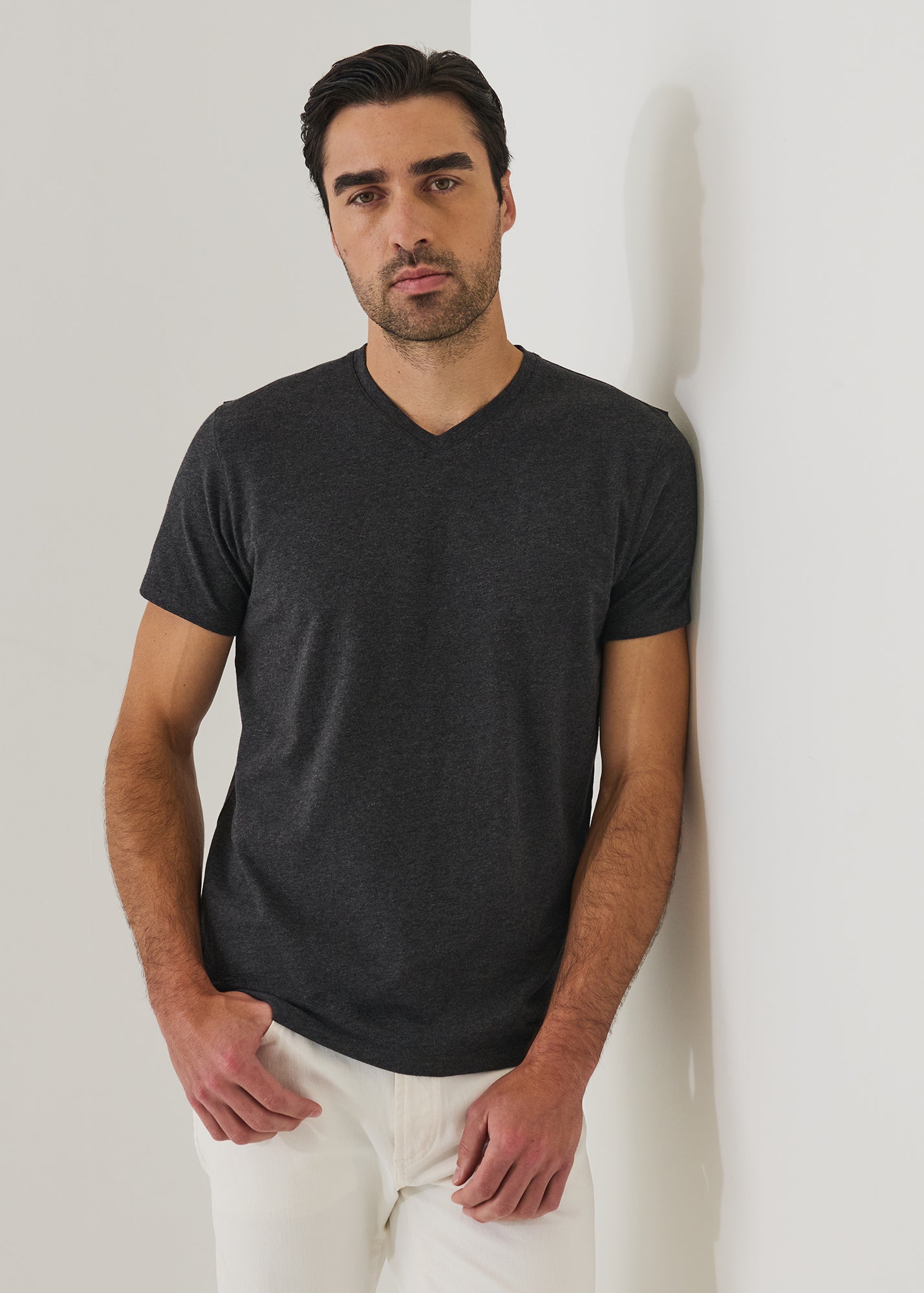 Pima Cotton Stretch V-Neck T-Shirt