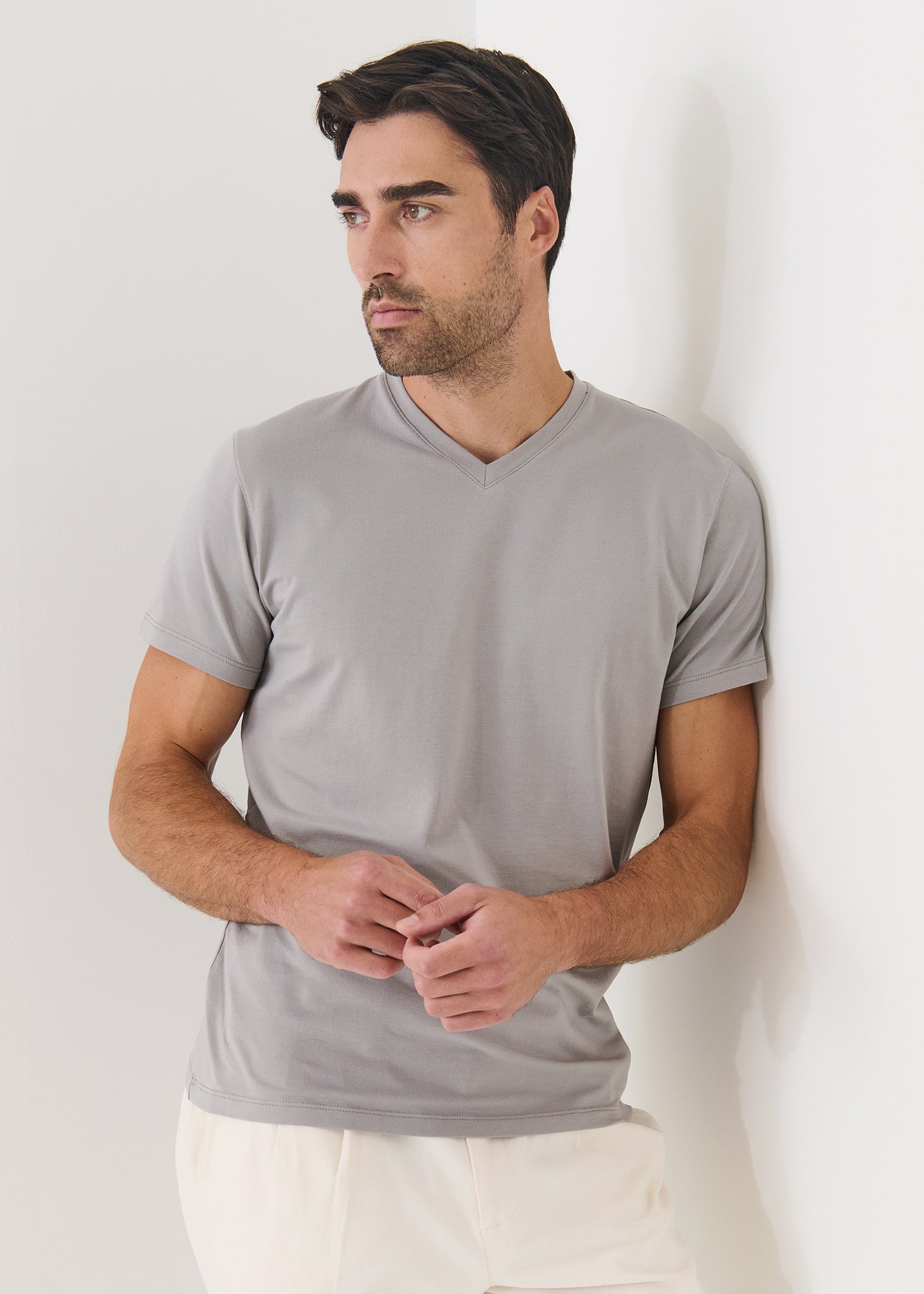 Pima Cotton Stretch V-Neck T-Shirt