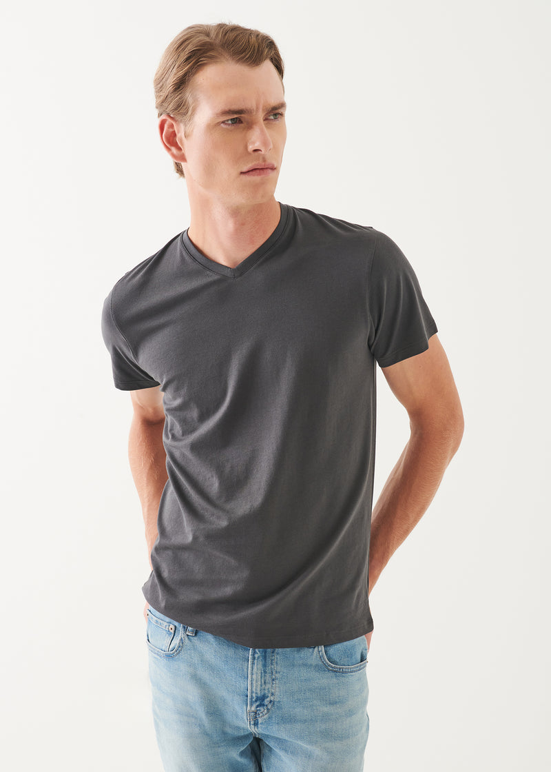 Pima Cotton Stretch V-Neck T-Shirt