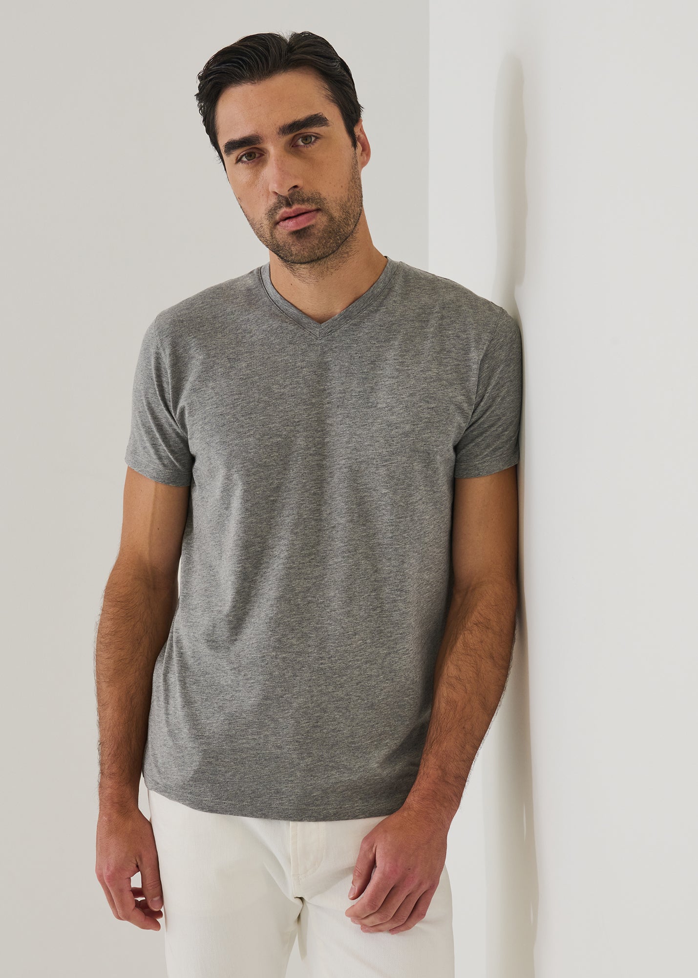 Pima Cotton Stretch V-Neck T-Shirt