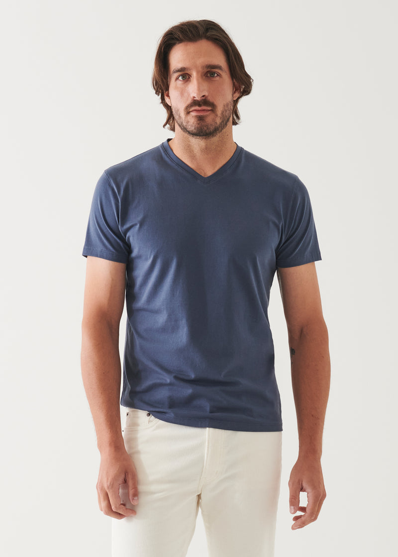 Pima Cotton Stretch V-Neck T-Shirt