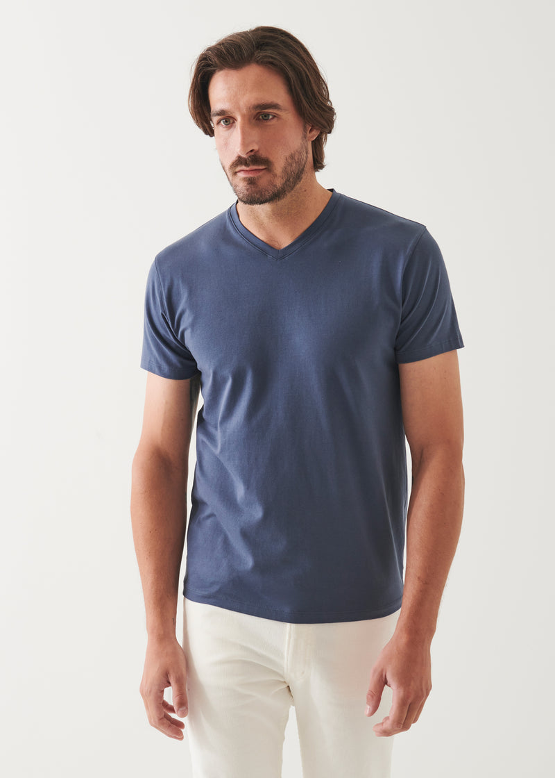 Pima Cotton Stretch V-Neck T-Shirt