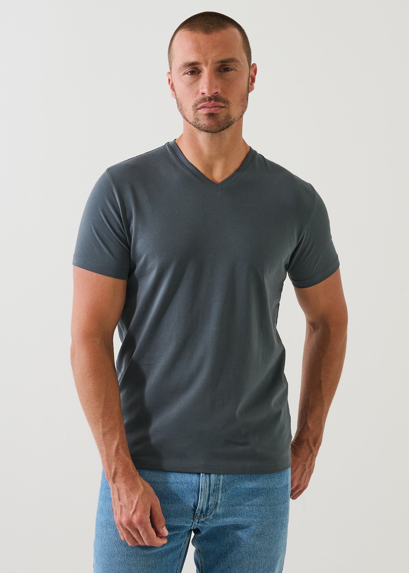 Pima Cotton Stretch V-Neck T-Shirt