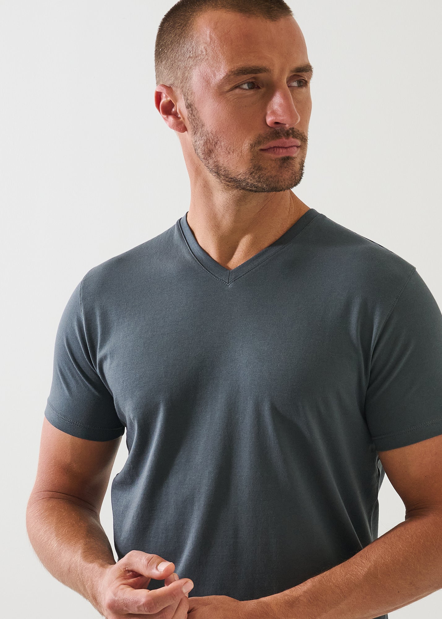 Pima Cotton Stretch V-Neck T-Shirt