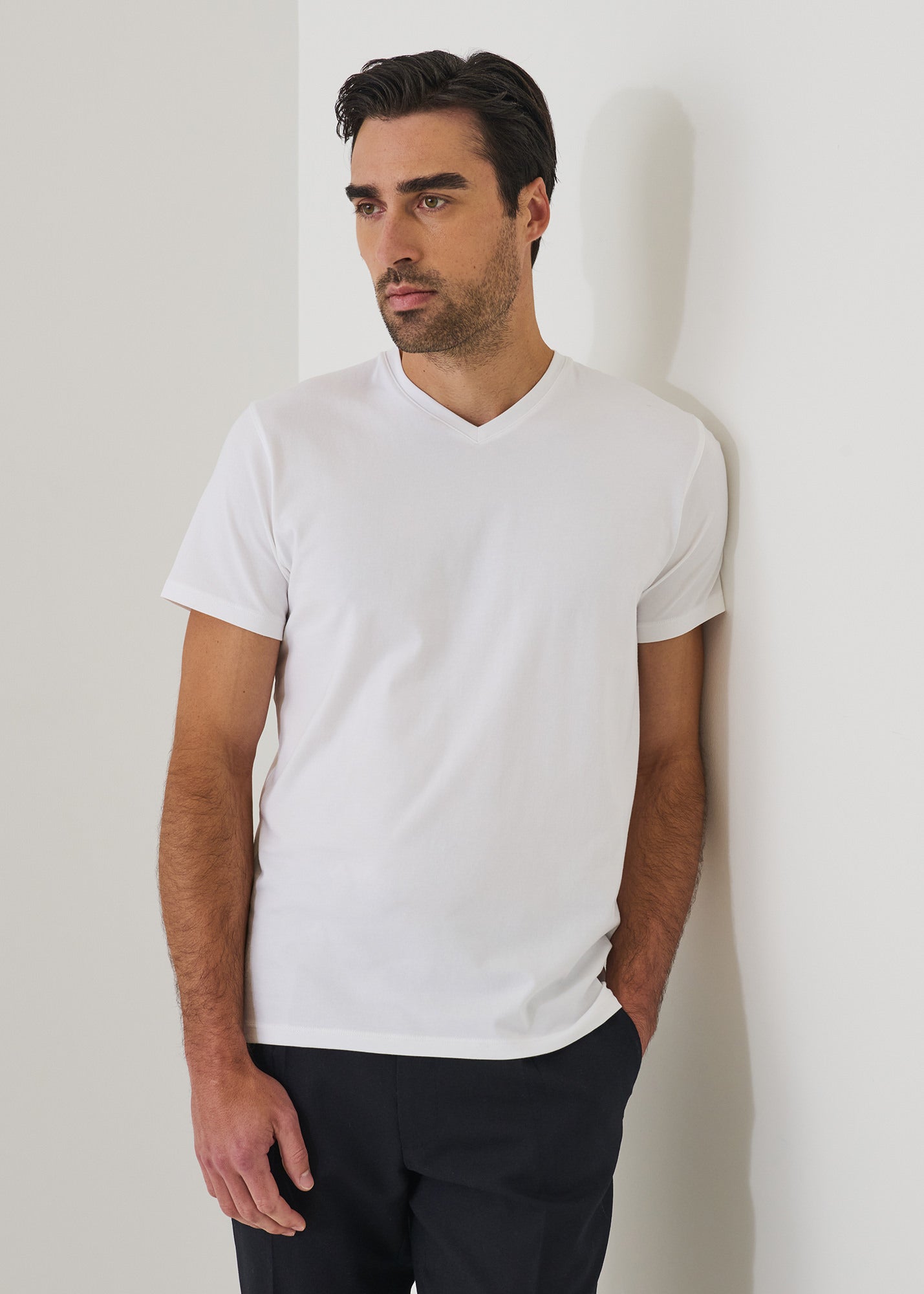Pima Cotton Stretch V-Neck T-Shirt