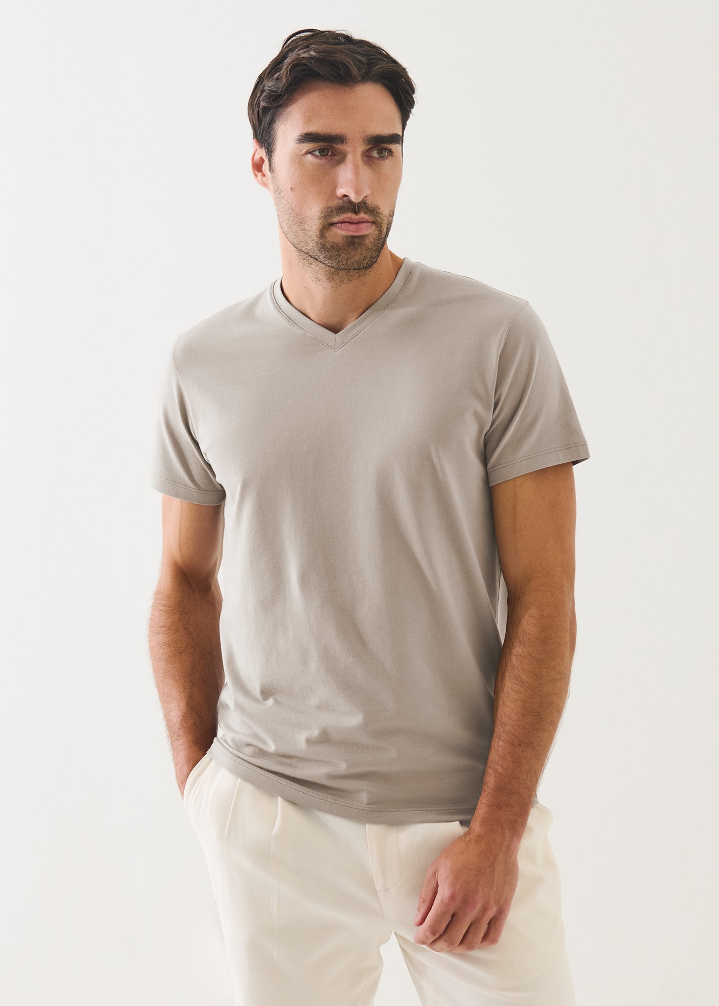 Pima Cotton Stretch V-Neck T-Shirt