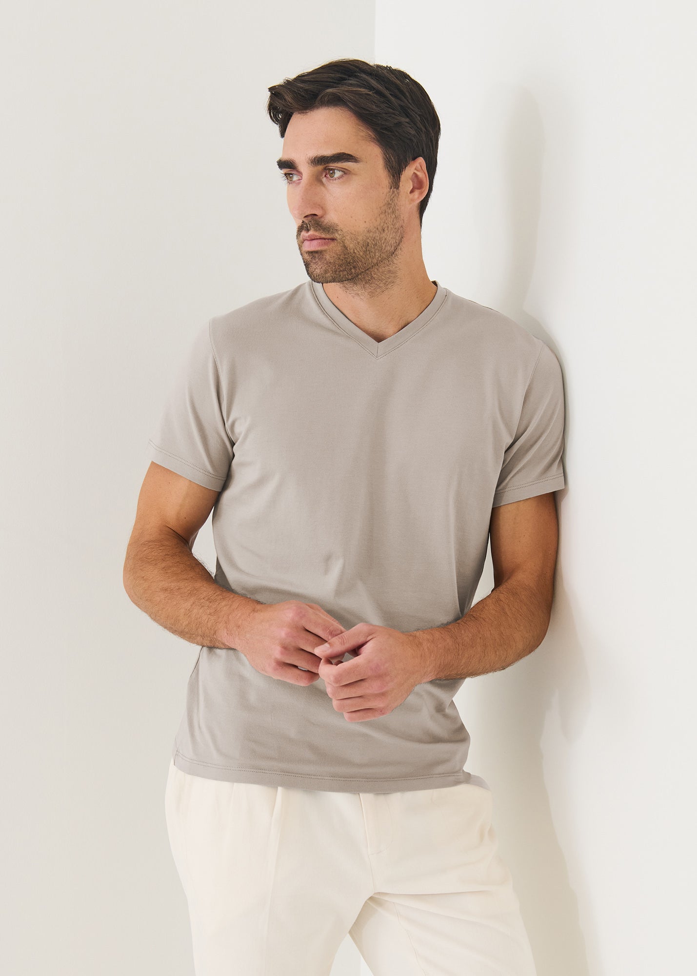 Pima Cotton Stretch V-Neck T-Shirt