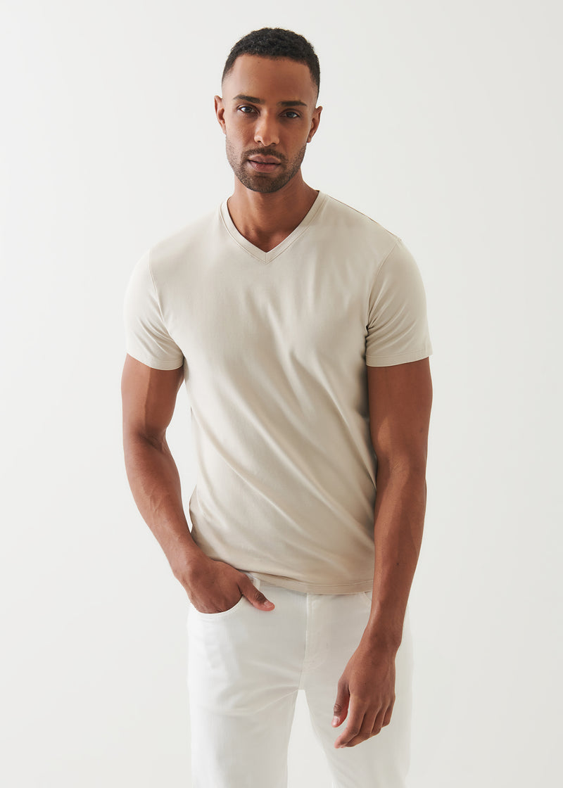 Pima Cotton Stretch V-Neck T-Shirt