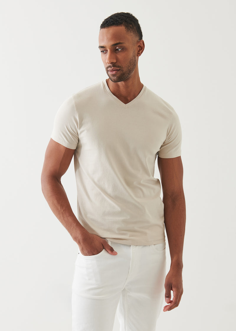 Pima Cotton Stretch V-Neck T-Shirt