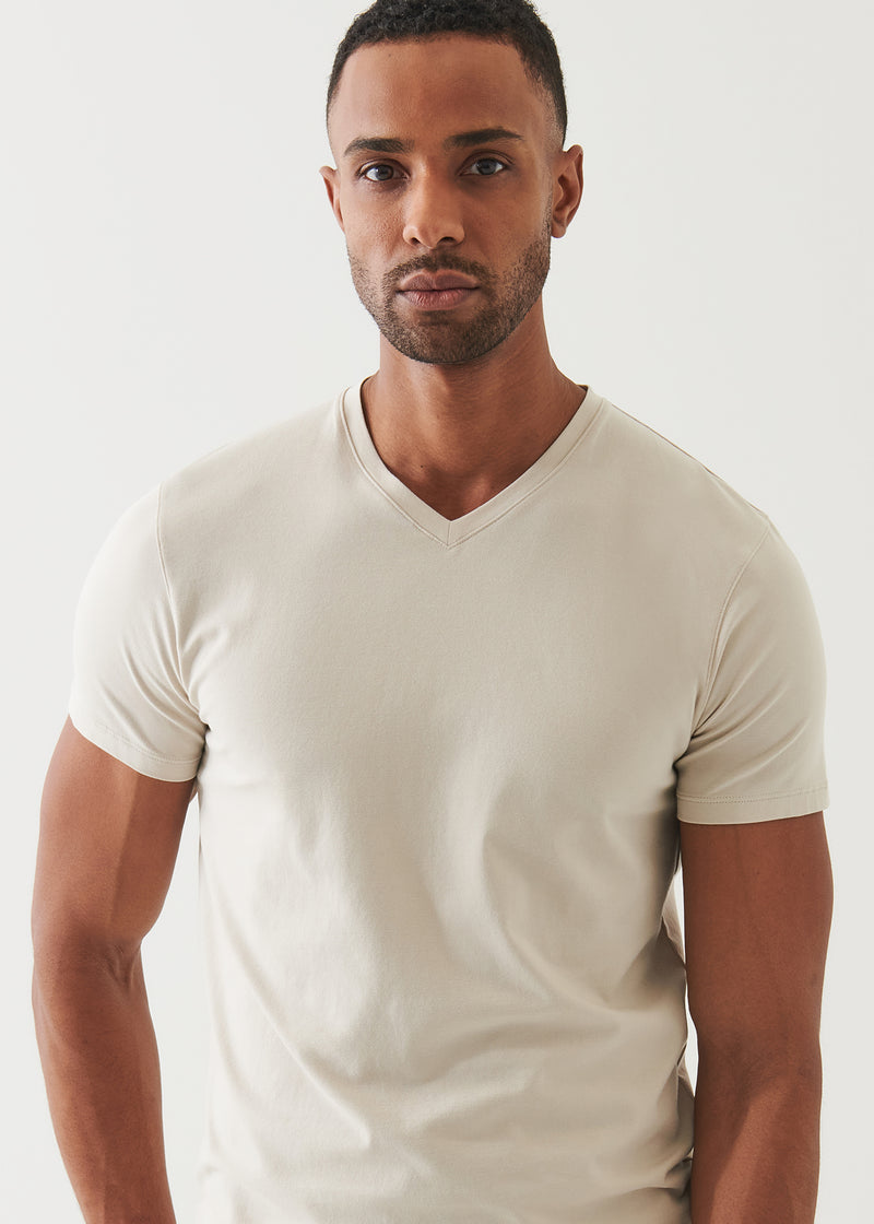 Pima Cotton Stretch V-Neck T-Shirt