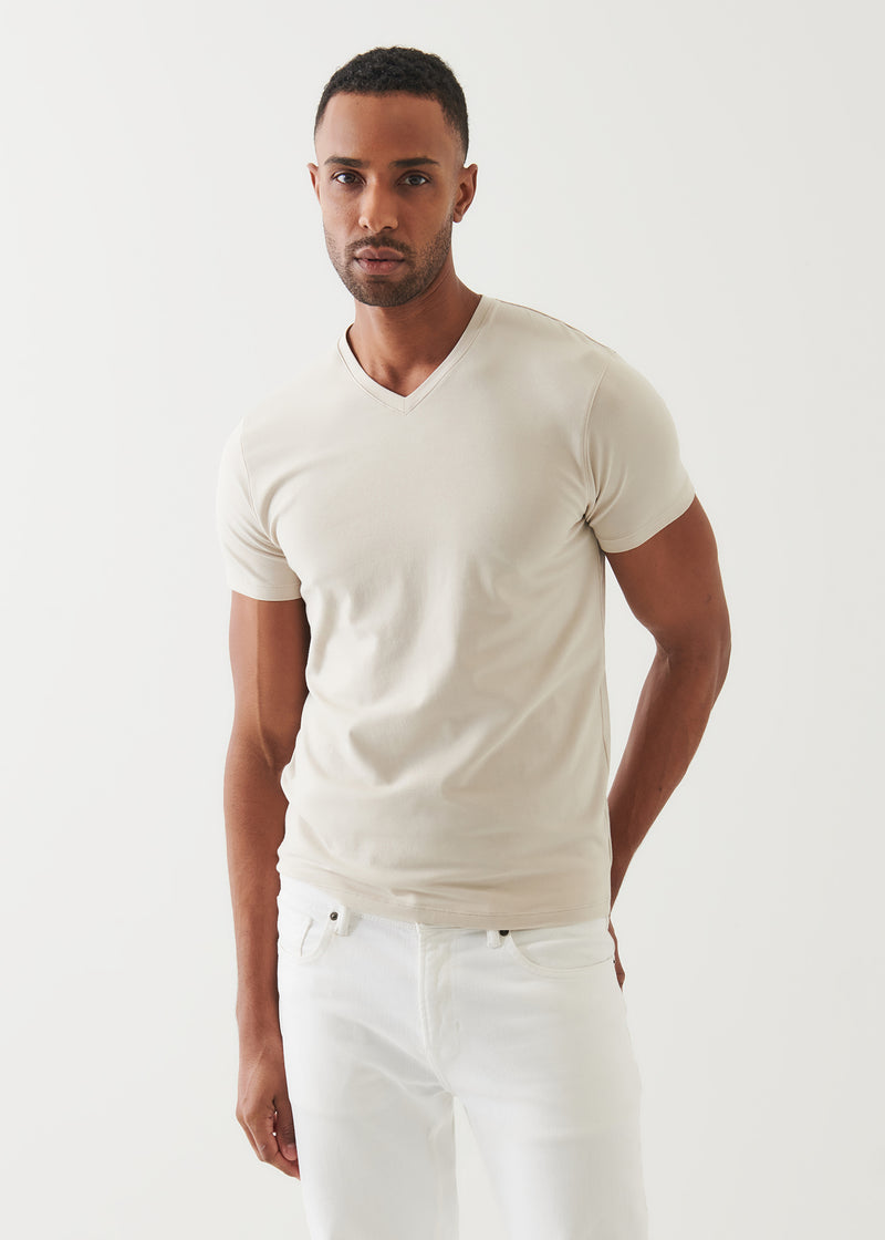 Pima Cotton Stretch V-Neck T-Shirt