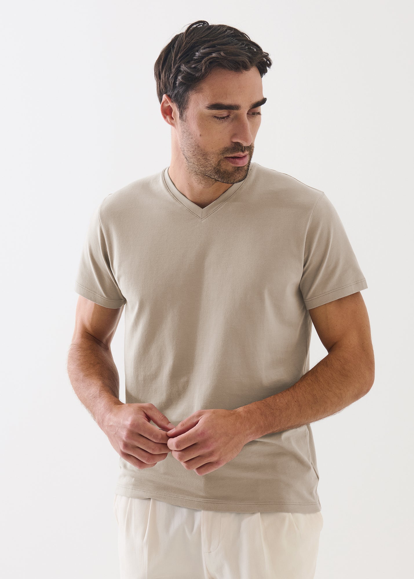Pima Cotton Stretch V-Neck T-Shirt - PATRICK ASSARAF
