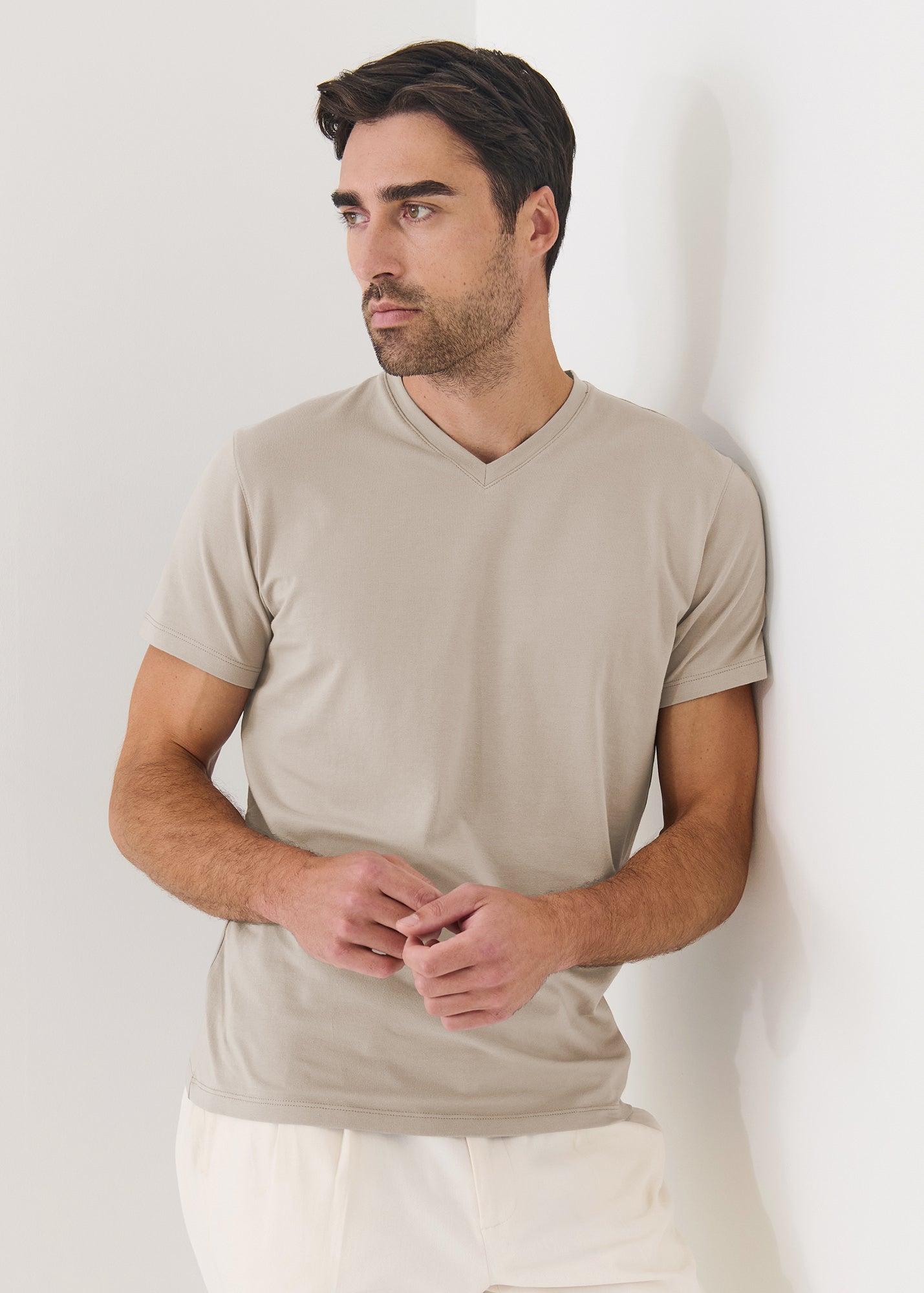 Pima Cotton Stretch V-Neck T-Shirt - PATRICK ASSARAF