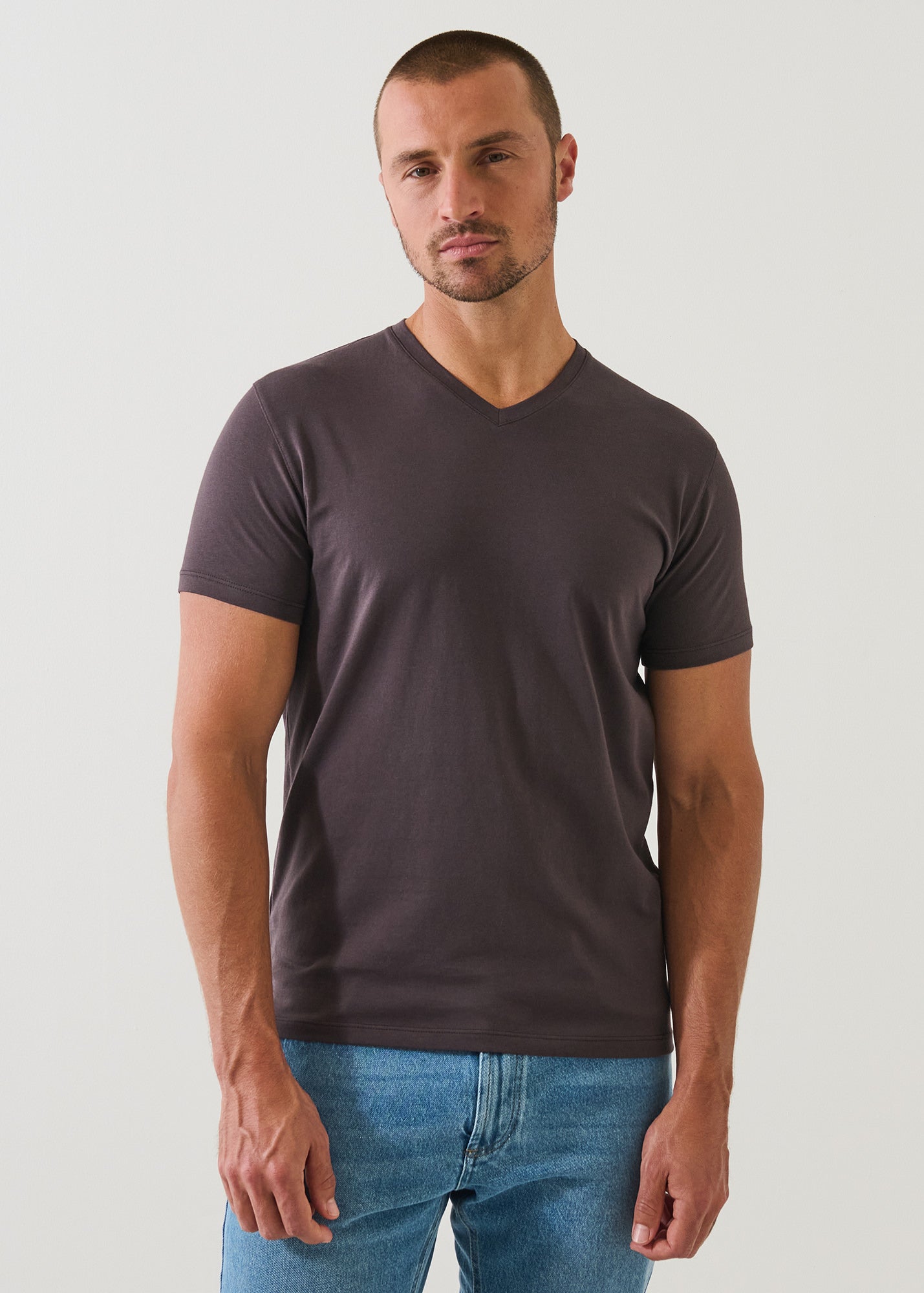 Pima Cotton Stretch V-Neck T-Shirt