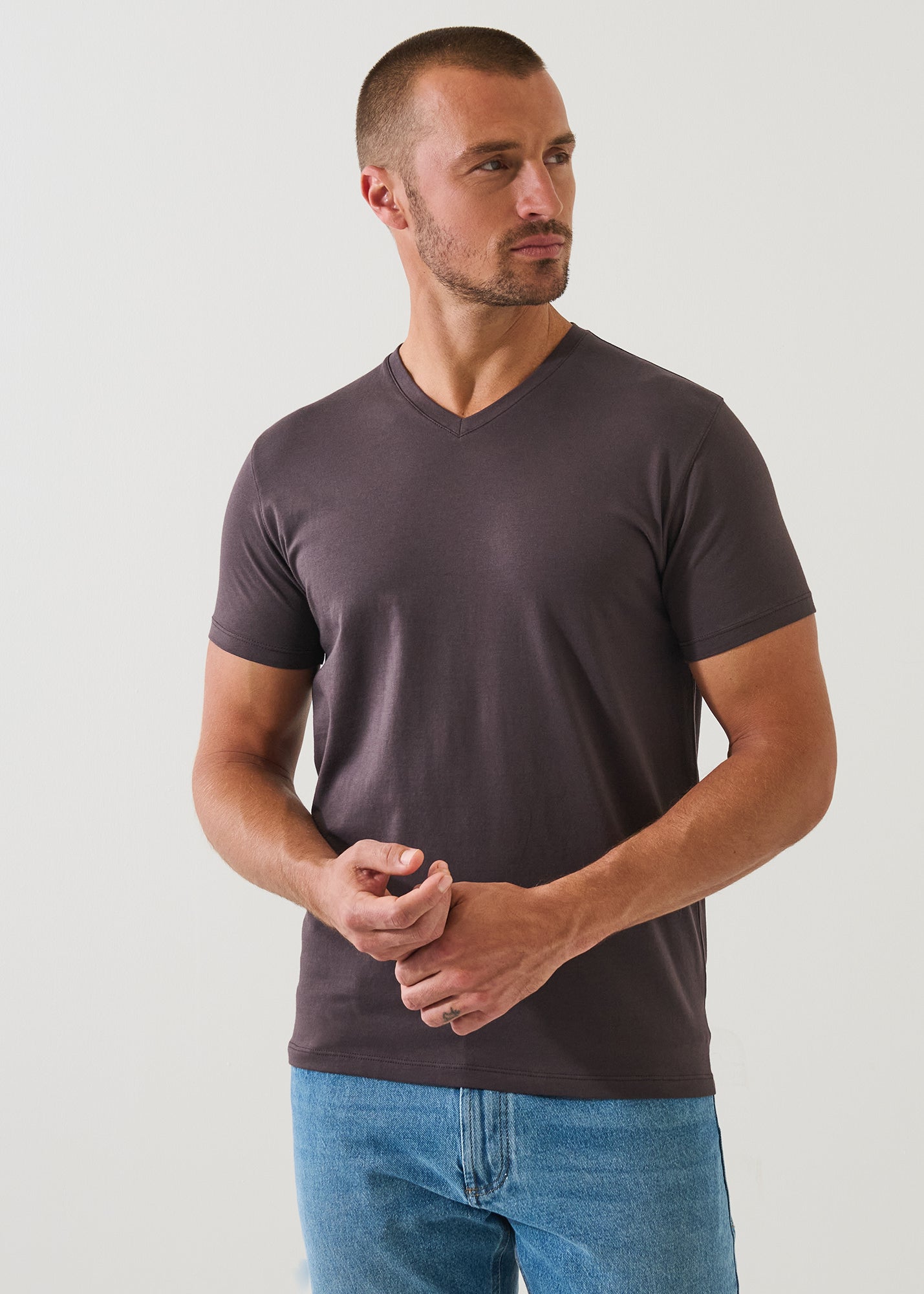 Pima Cotton Stretch V-Neck T-Shirt