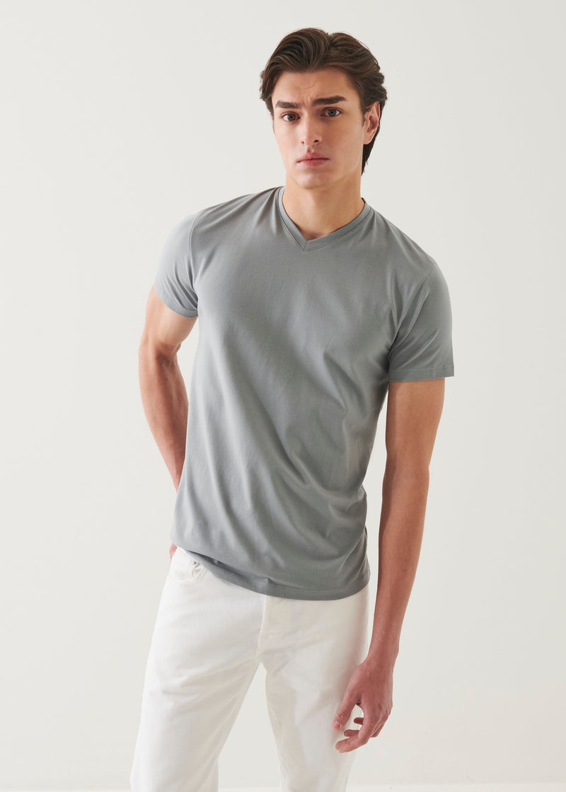 Pima Cotton Stretch V-Neck T-Shirt