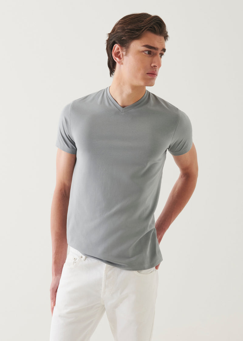 Pima Cotton Stretch V-Neck T-Shirt