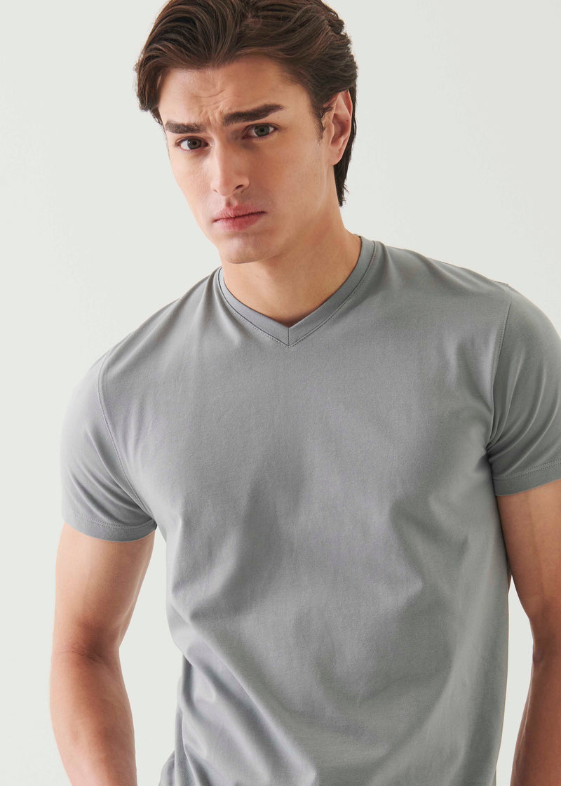 Pima Cotton Stretch V-Neck T-Shirt