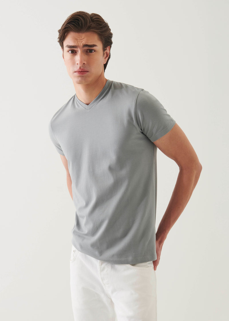 Pima Cotton Stretch V-Neck T-Shirt