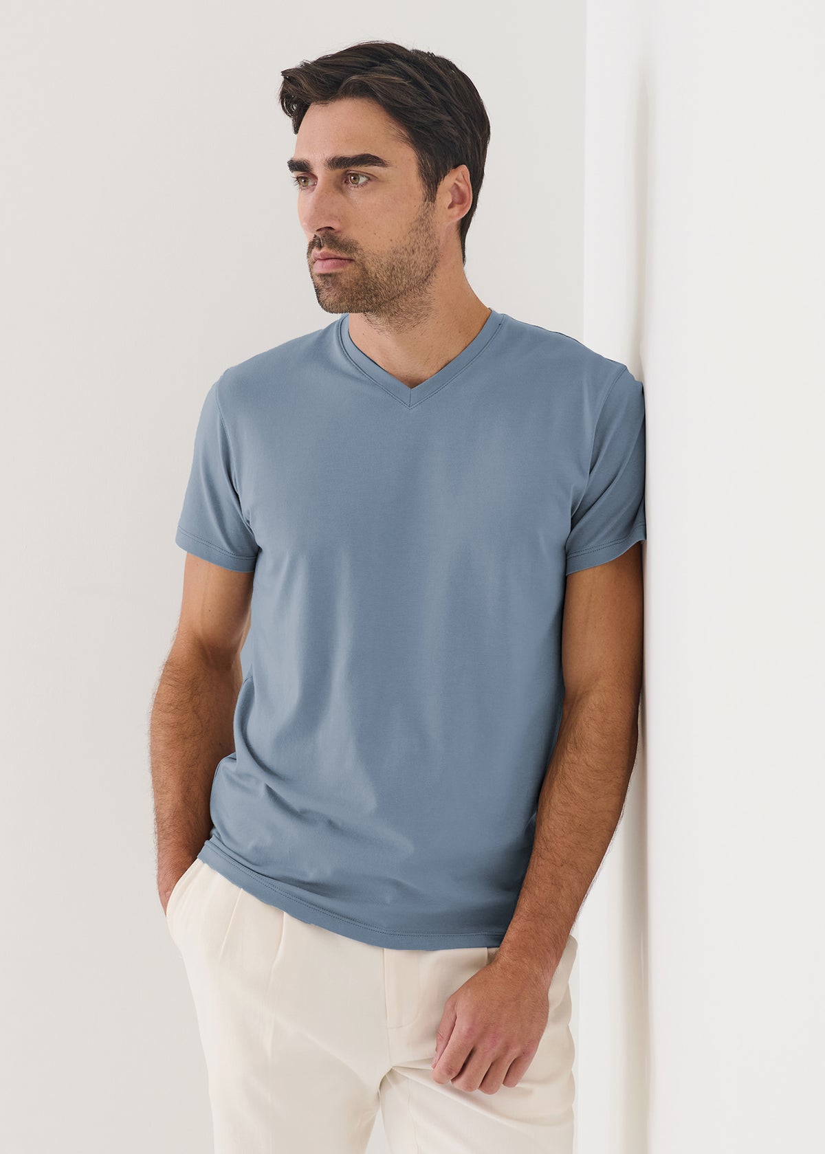 Pima Cotton Stretch V-Neck T-Shirt - PATRICK ASSARAF