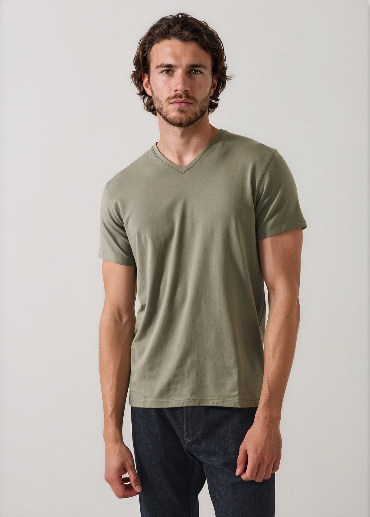 Pima Cotton Stretch V-Neck T-Shirt - PATRICK ASSARAF