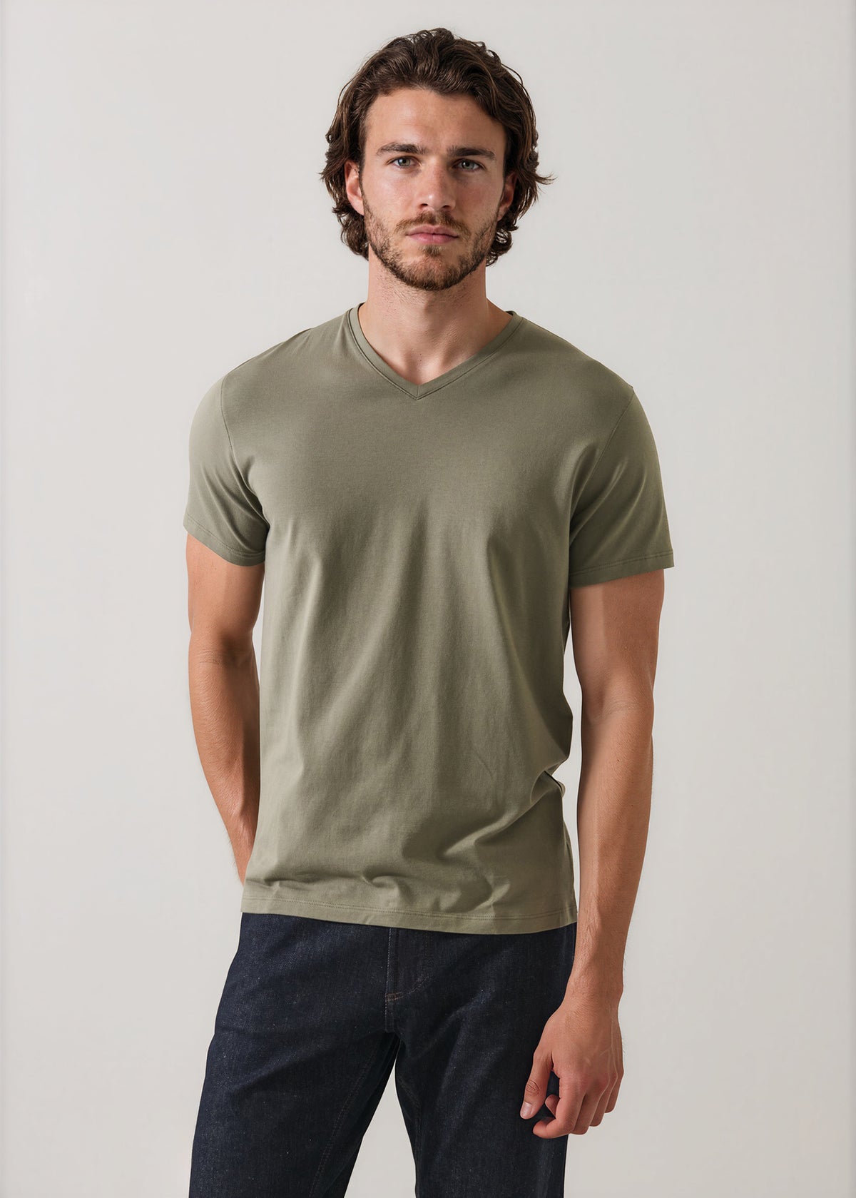 Pima Cotton Stretch V-Neck T-Shirt - PATRICK ASSARAF