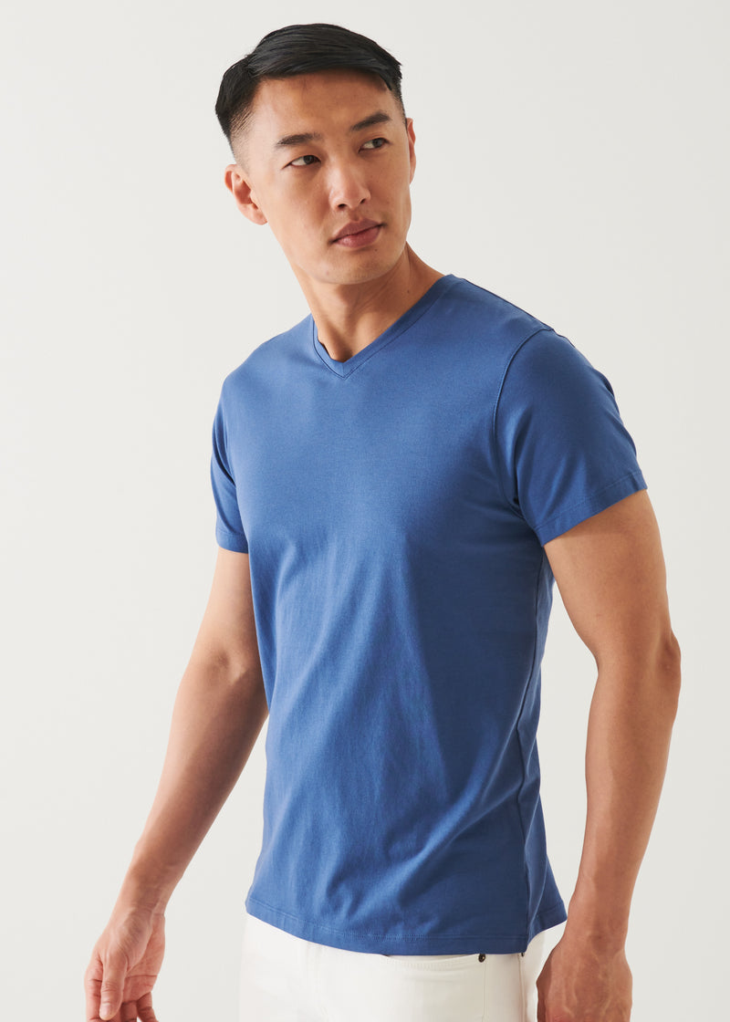 Pima Cotton Stretch V-Neck T-Shirt