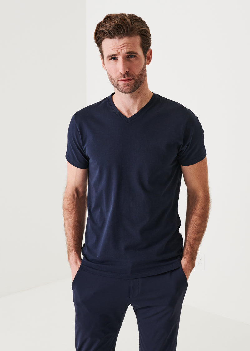 Pima Cotton Stretch V-Neck T-Shirt