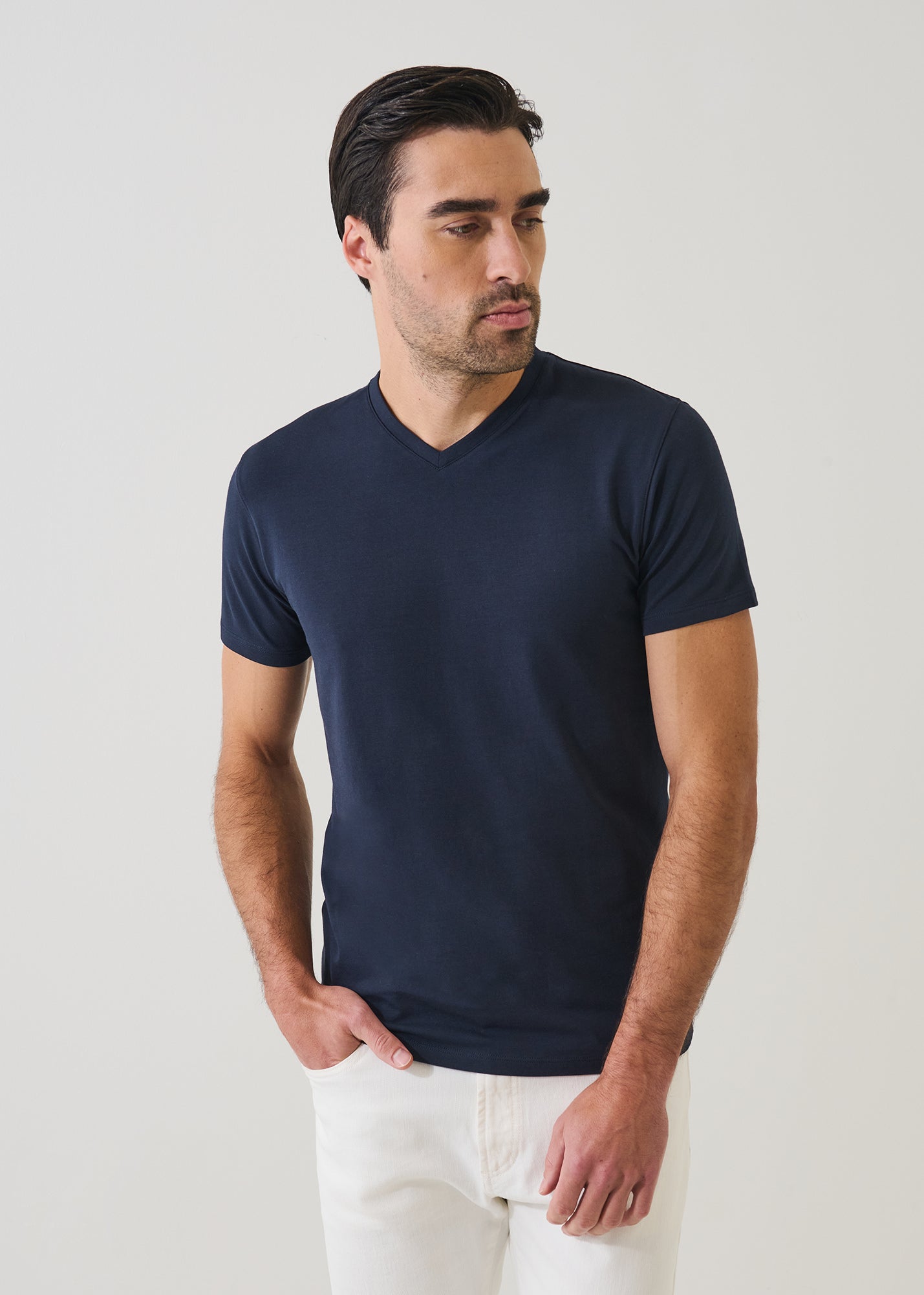 Pima Cotton Stretch V-Neck T-Shirt
