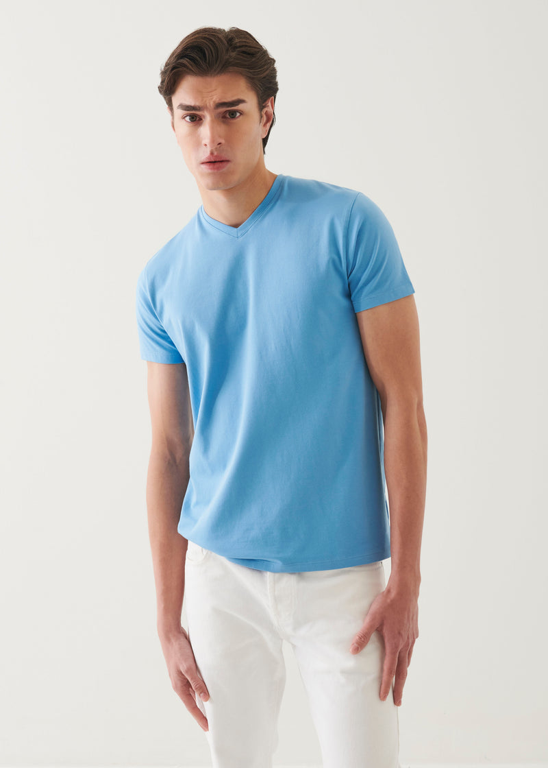 Pima Cotton Stretch V-Neck T-Shirt