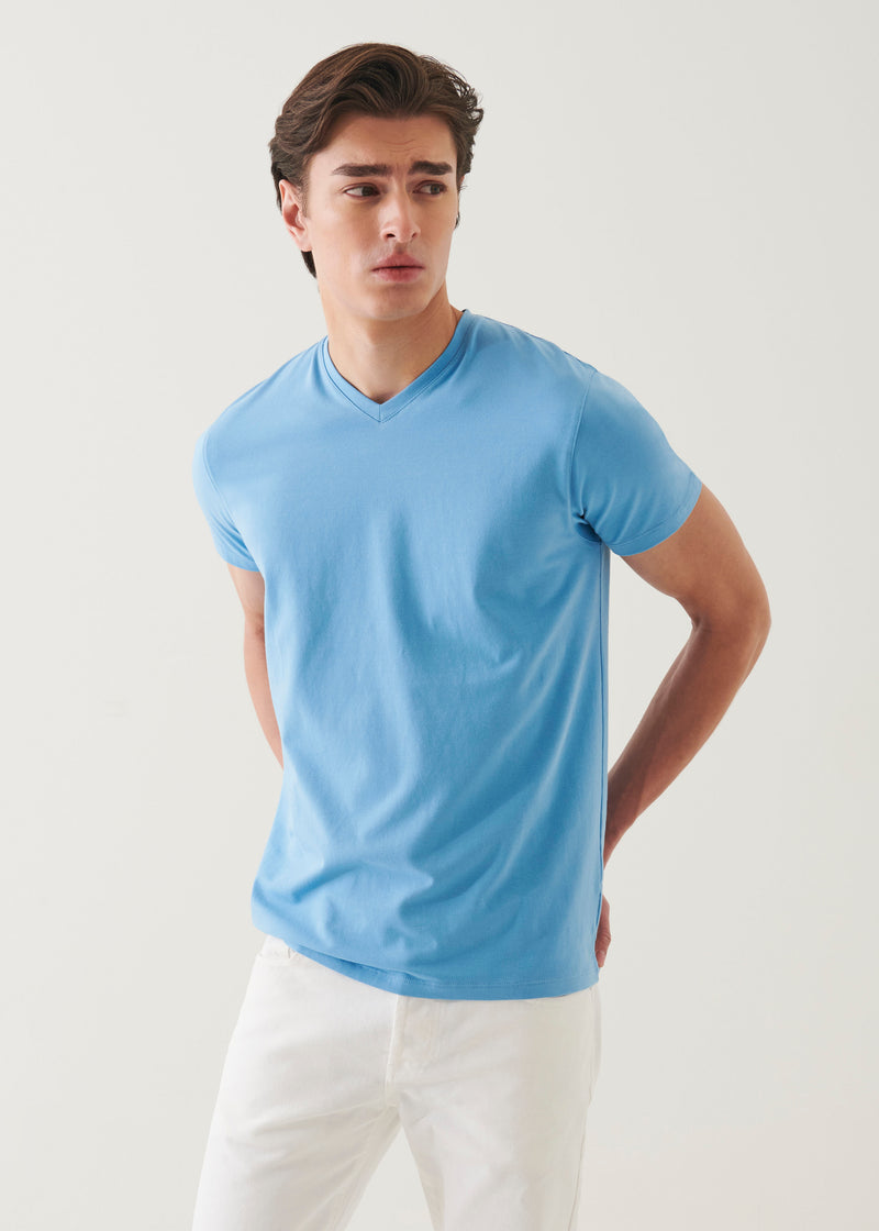 Pima Cotton Stretch V-Neck T-Shirt