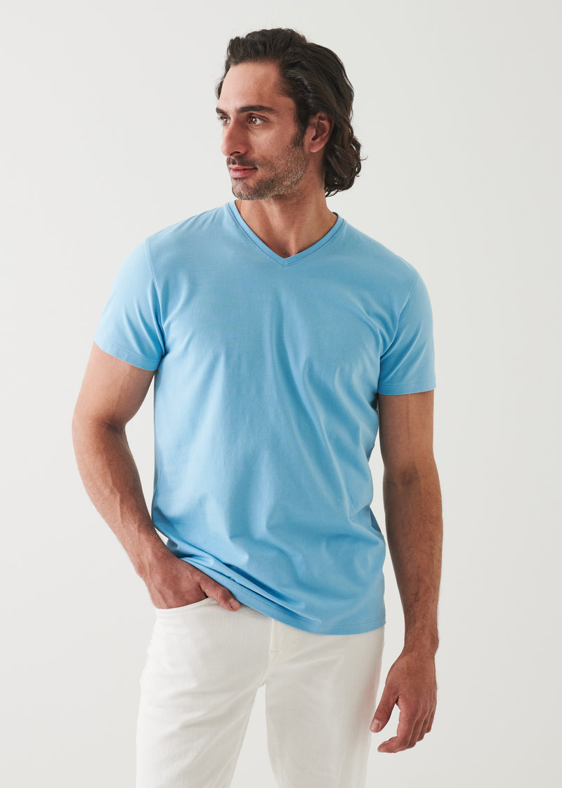 Pima Cotton Stretch V-Neck T-Shirt