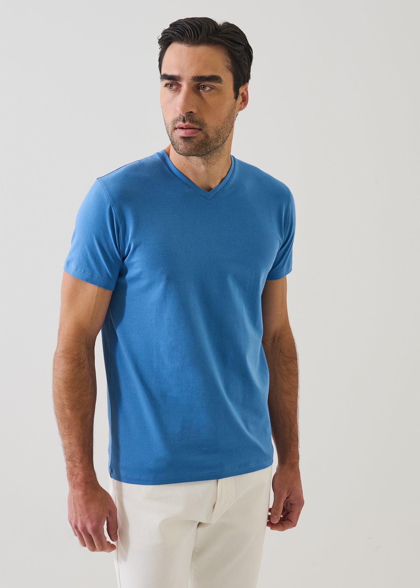 Pima Cotton Stretch V-Neck T-Shirt