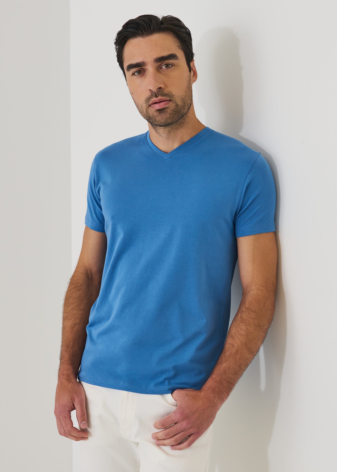 Pima Cotton Stretch V-Neck T-Shirt